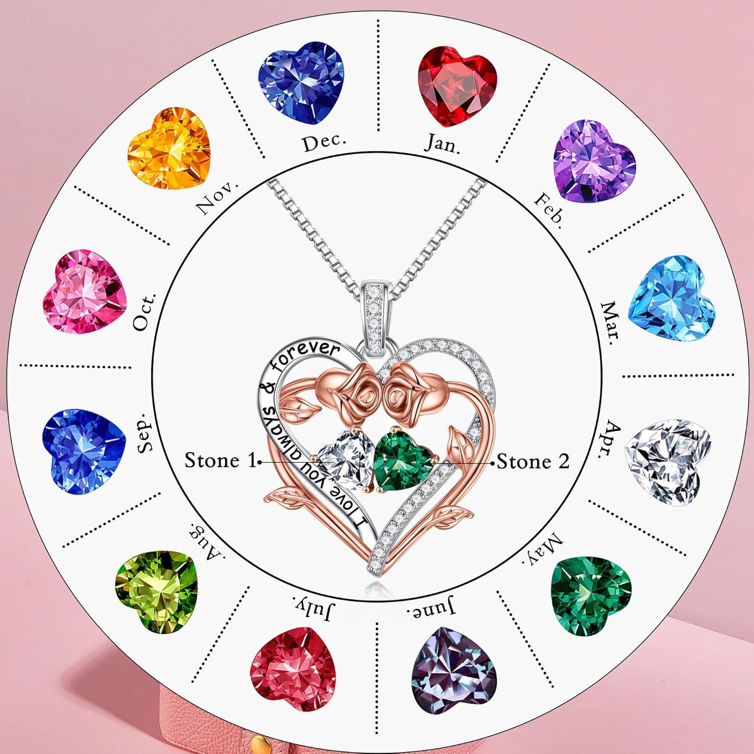 Collar de doble corazón rosa Iefil en plata esterlina 925