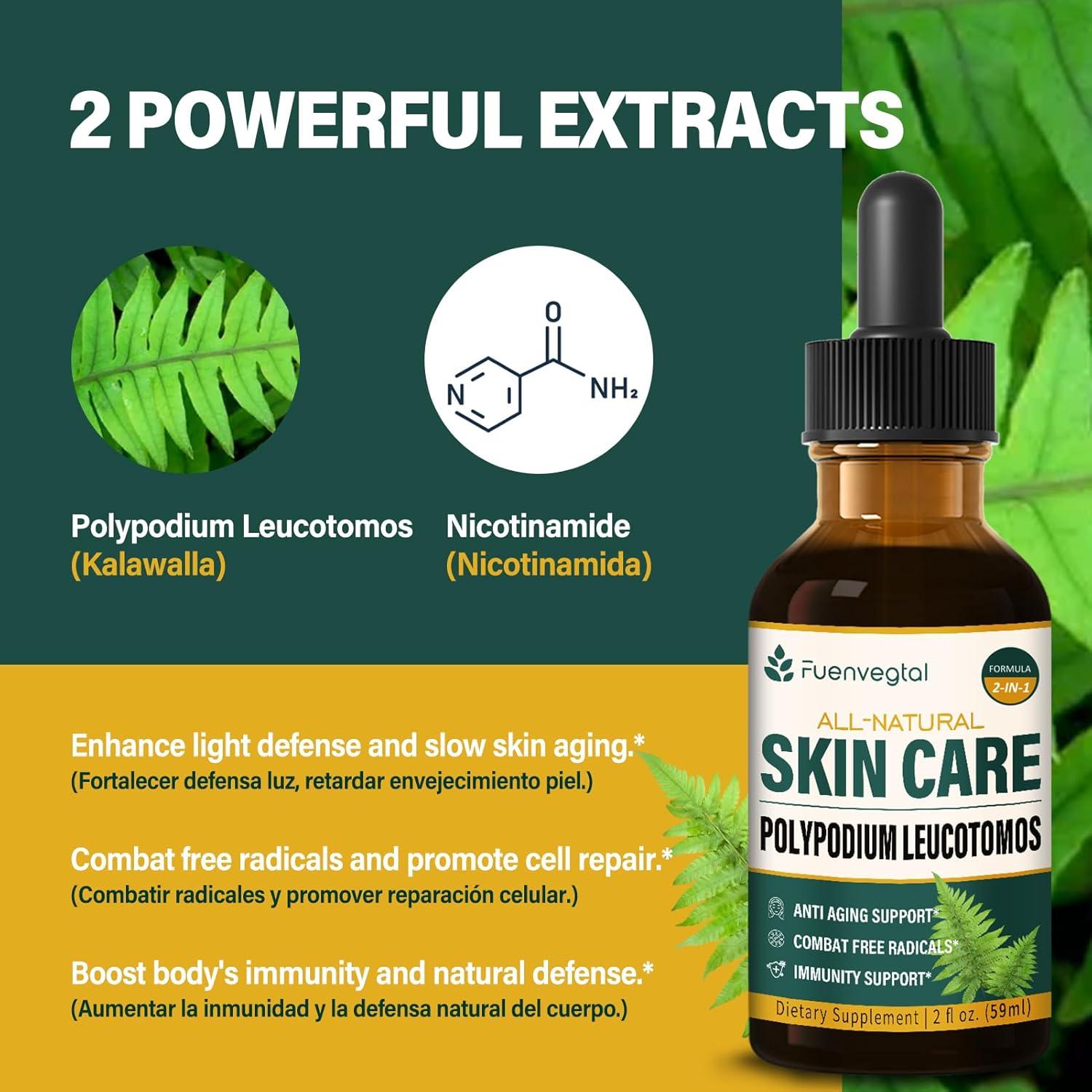 Gotas Polypodium Leucotomos 59.15ml - Suplemento Antienvejecimiento