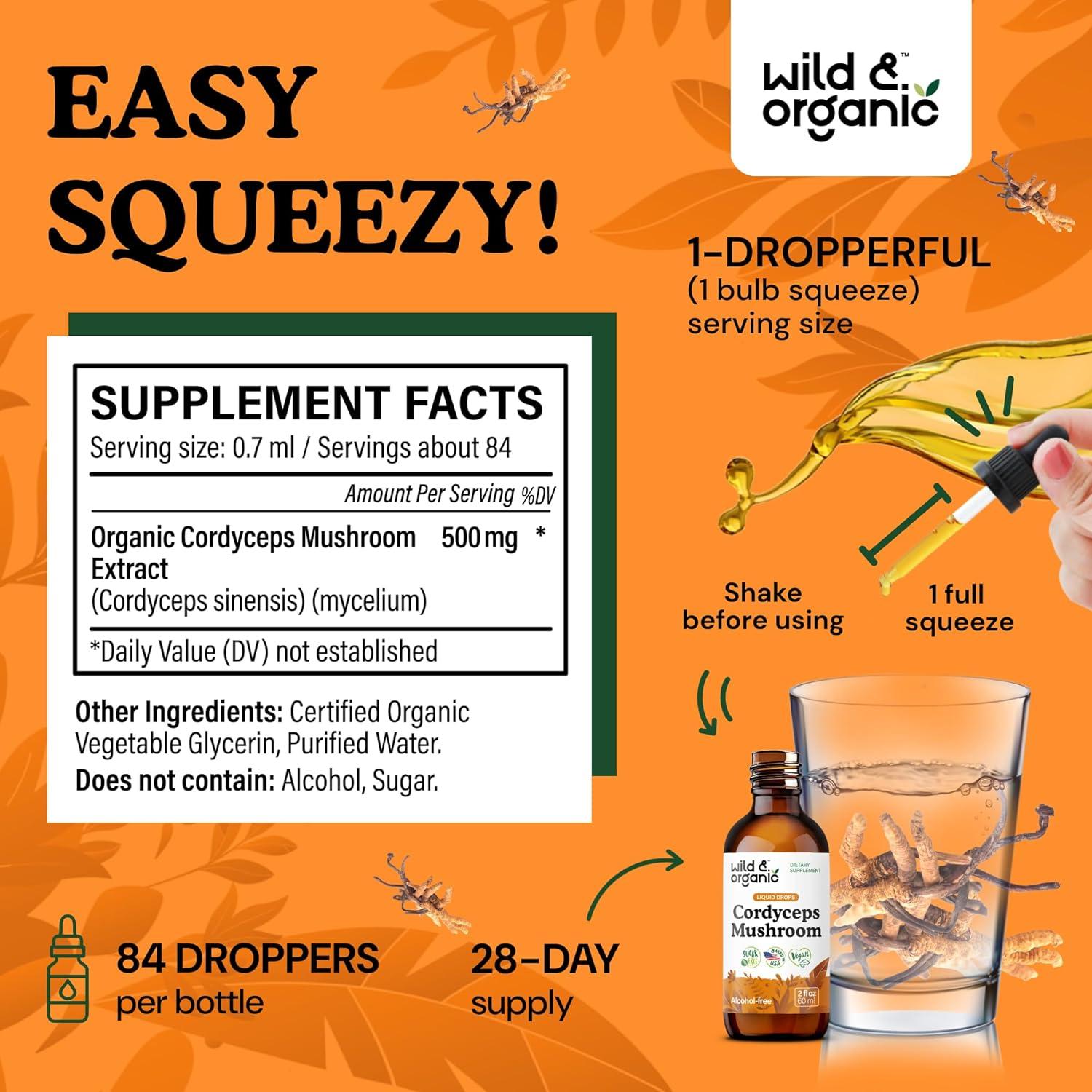 Extracto de Hongo Cordyceps Silvestre Wild & Organic 59 ml