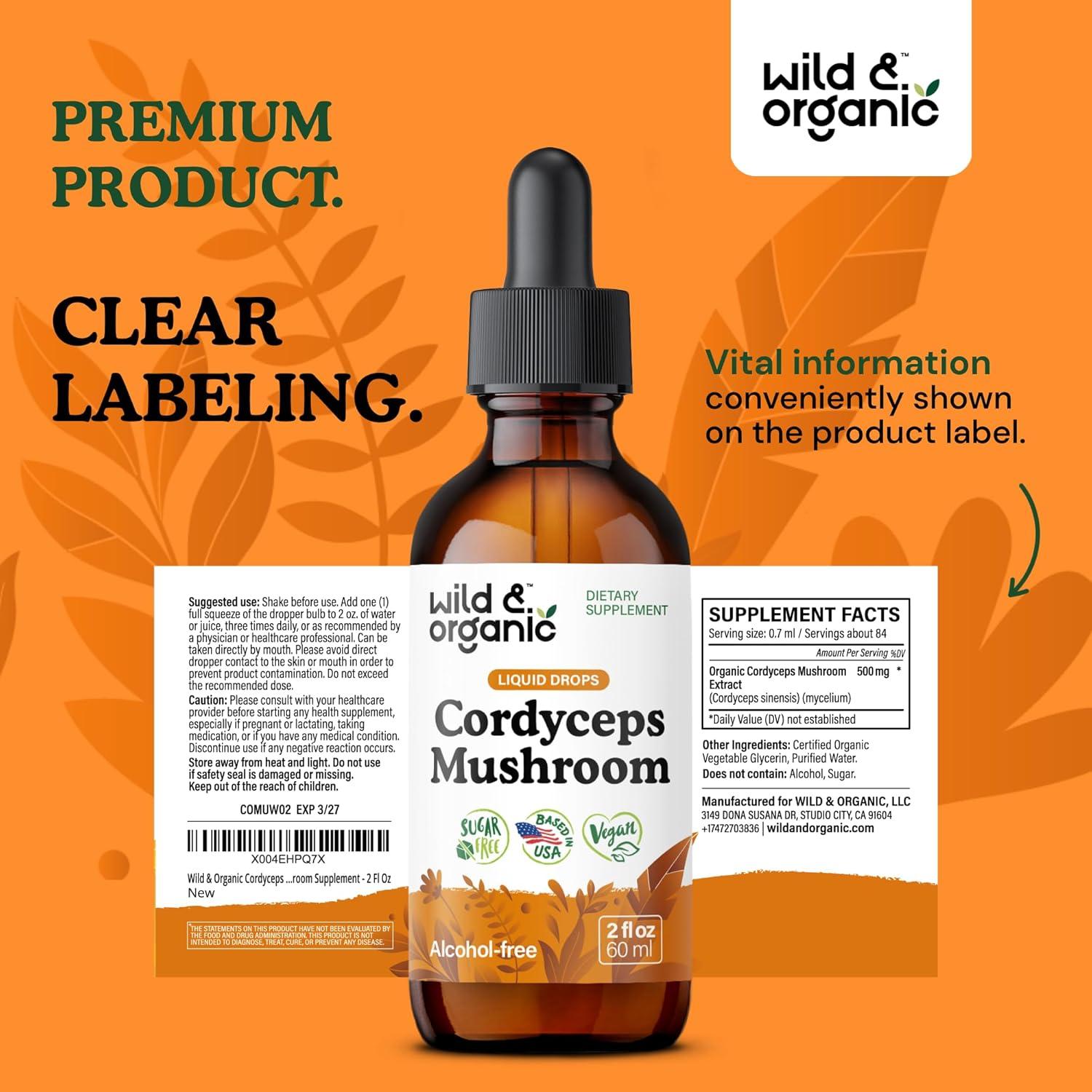 Extracto de Hongo Cordyceps Silvestre Wild & Organic 59 ml