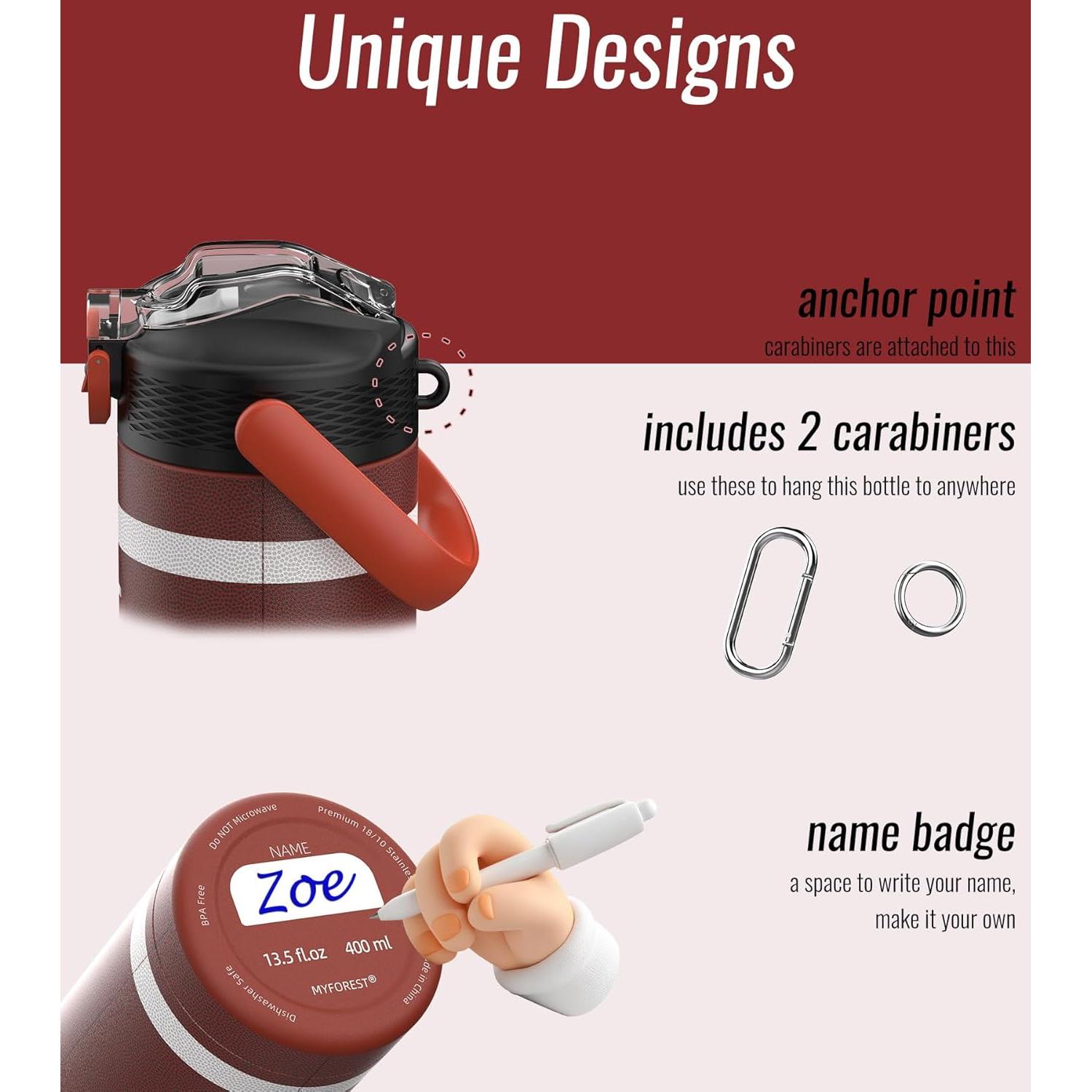 Botella de Agua Aislada MYFOREST 400ml Fútbol Americano