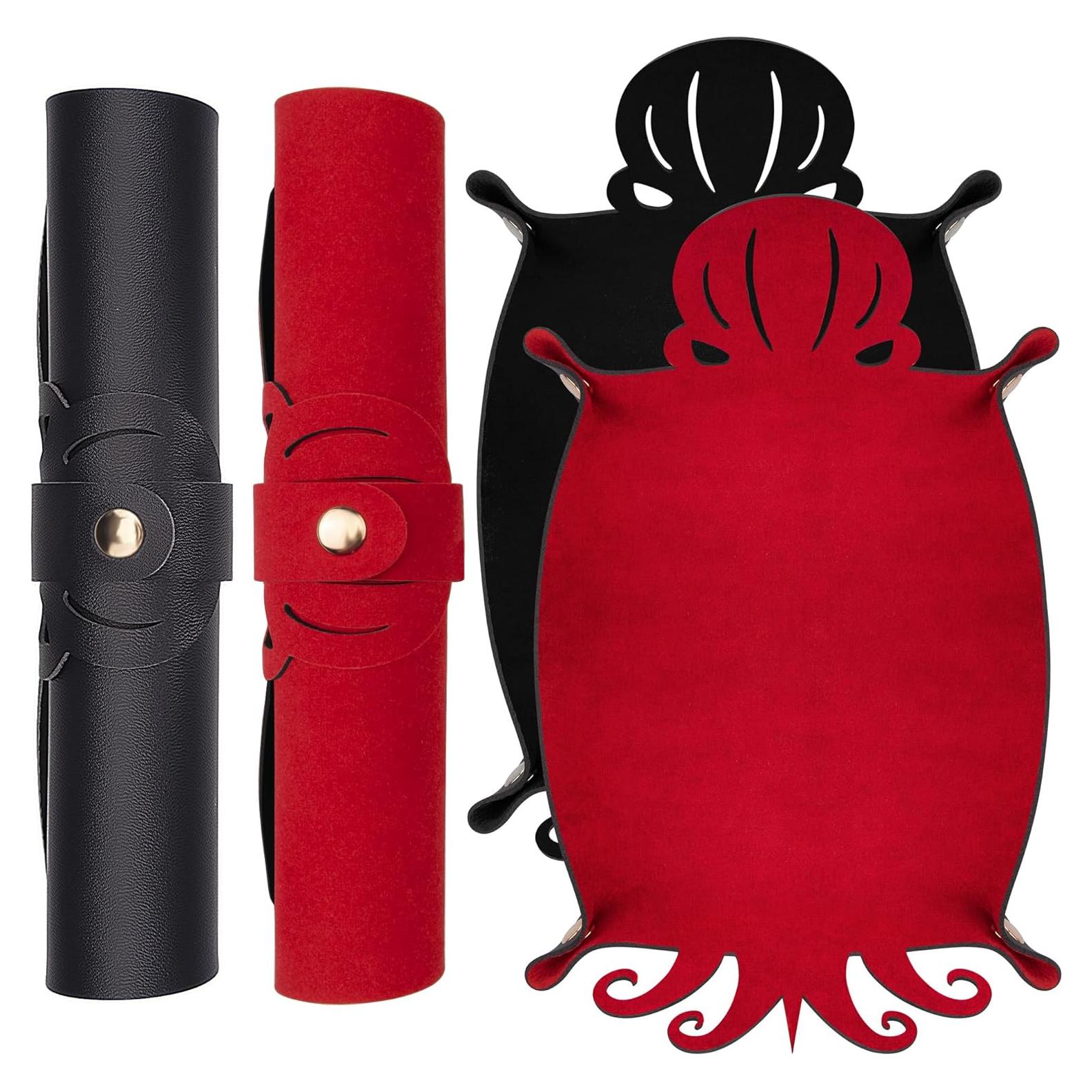 Bandeja de Dados SIQUK Pulpo 2 Piezas PU Negro Rojo