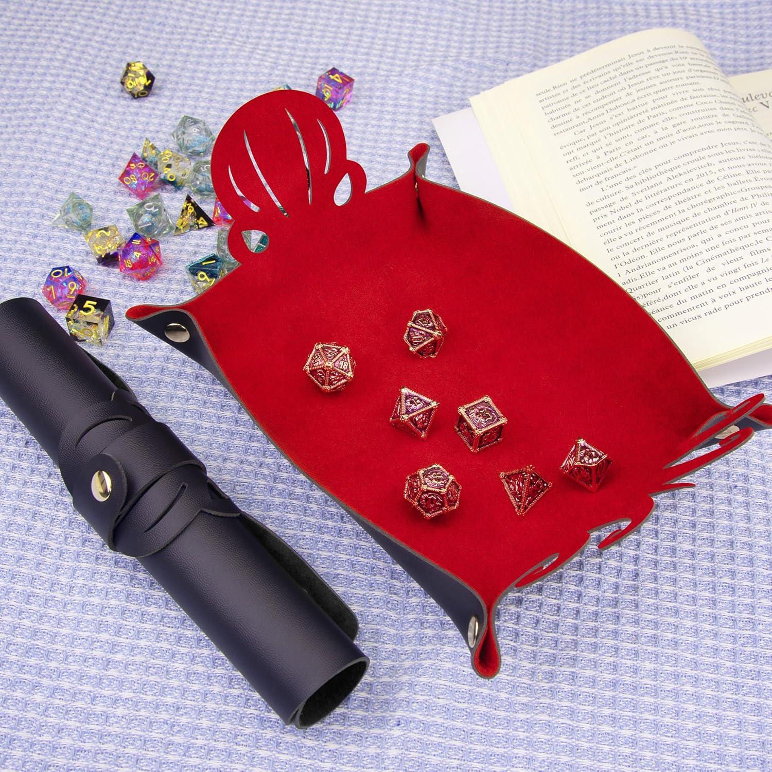 Bandeja de Dados SIQUK Pulpo 2 Piezas PU Negro Rojo