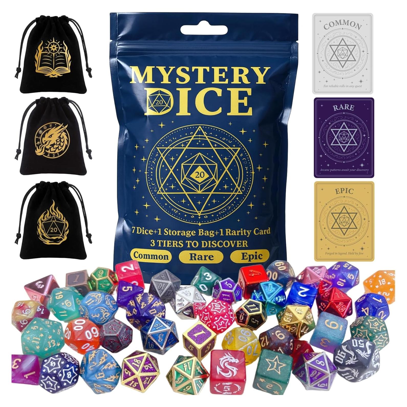 Juego de Dados Poliedricos UURM 7 Piezas con Bolsa y Tarjeta