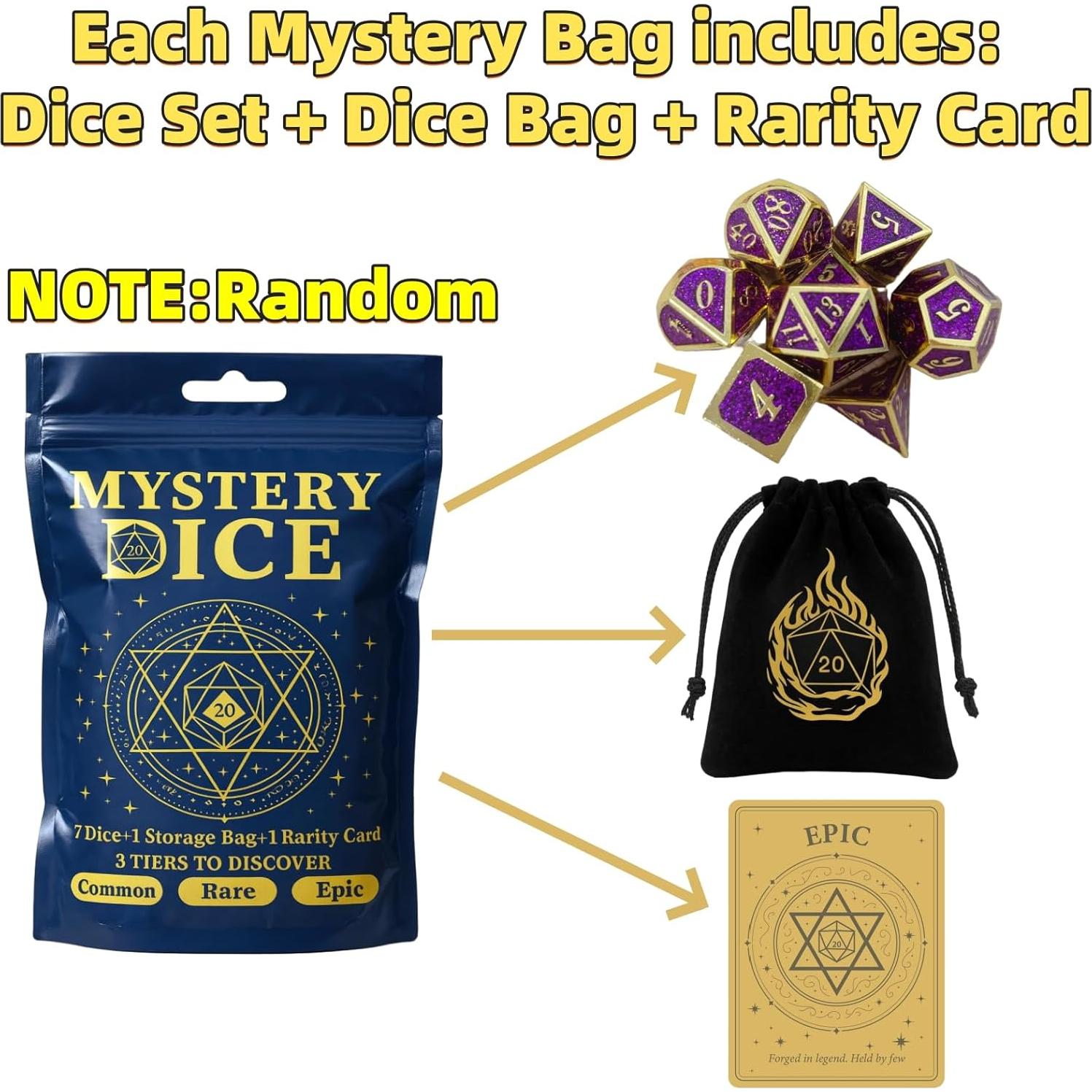 Juego de Dados Poliedricos UURM 7 Piezas con Bolsa y Tarjeta