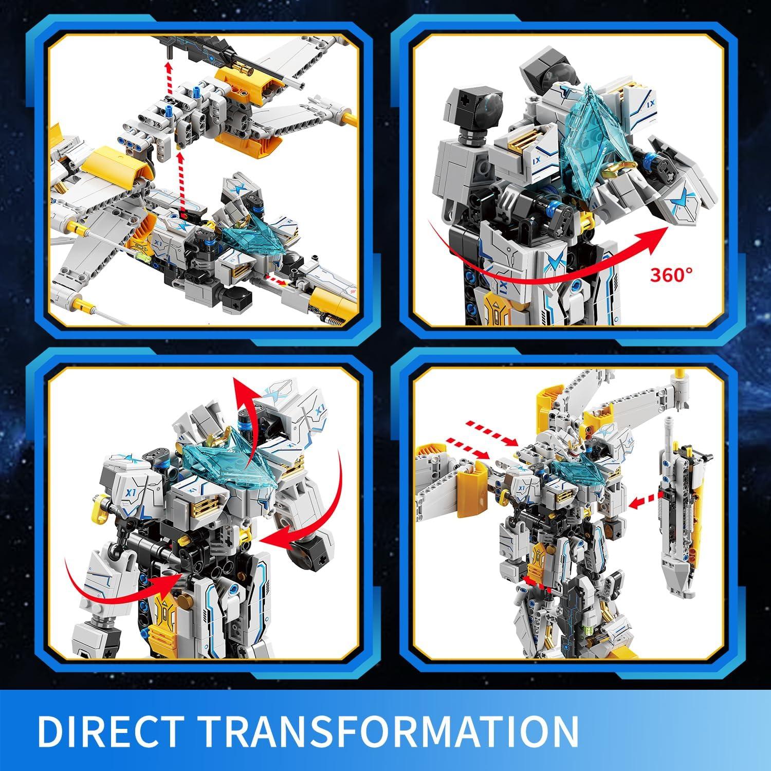 Space Wars 2 in 1 FX1 X-Wing Fighter Spaceship & Warrior Mech Building Blocks Sets, Directly Transformable 704pcs, Compatible with lego star destroyer Boys 8-14, Birthday Gift for Star Fans Kids Adult