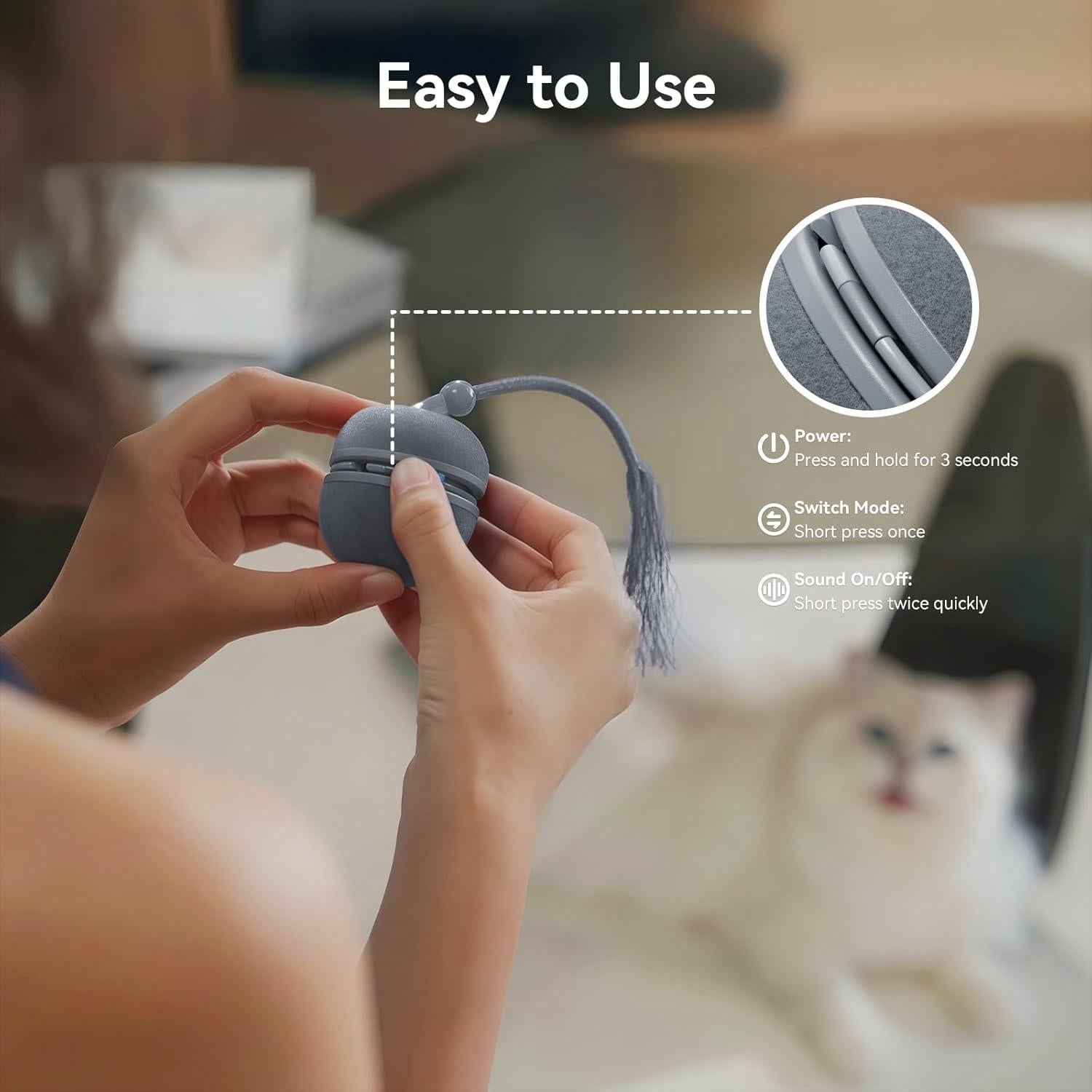 Juguete Interactivo para Gatos Cheerble Duo 2 - Bola Eléctrica Azul