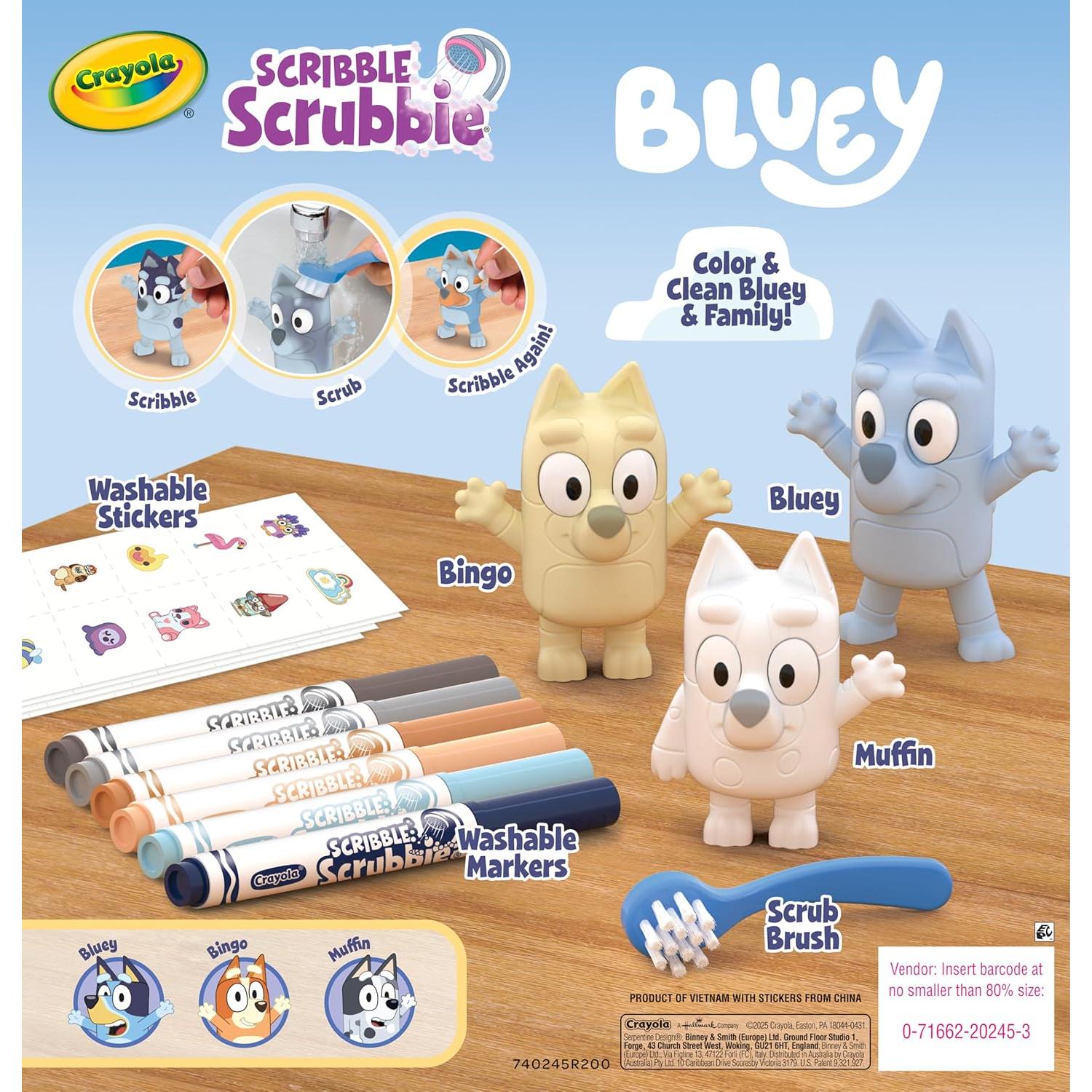 Juego de Manualidades Crayola Scribble Scrubbies Bluey 3 Piezas