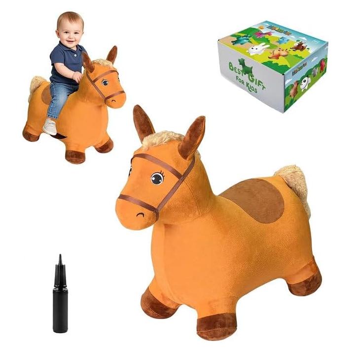Caballo Saltarín Inflable HotMax Marrón para Niños 18 Meses