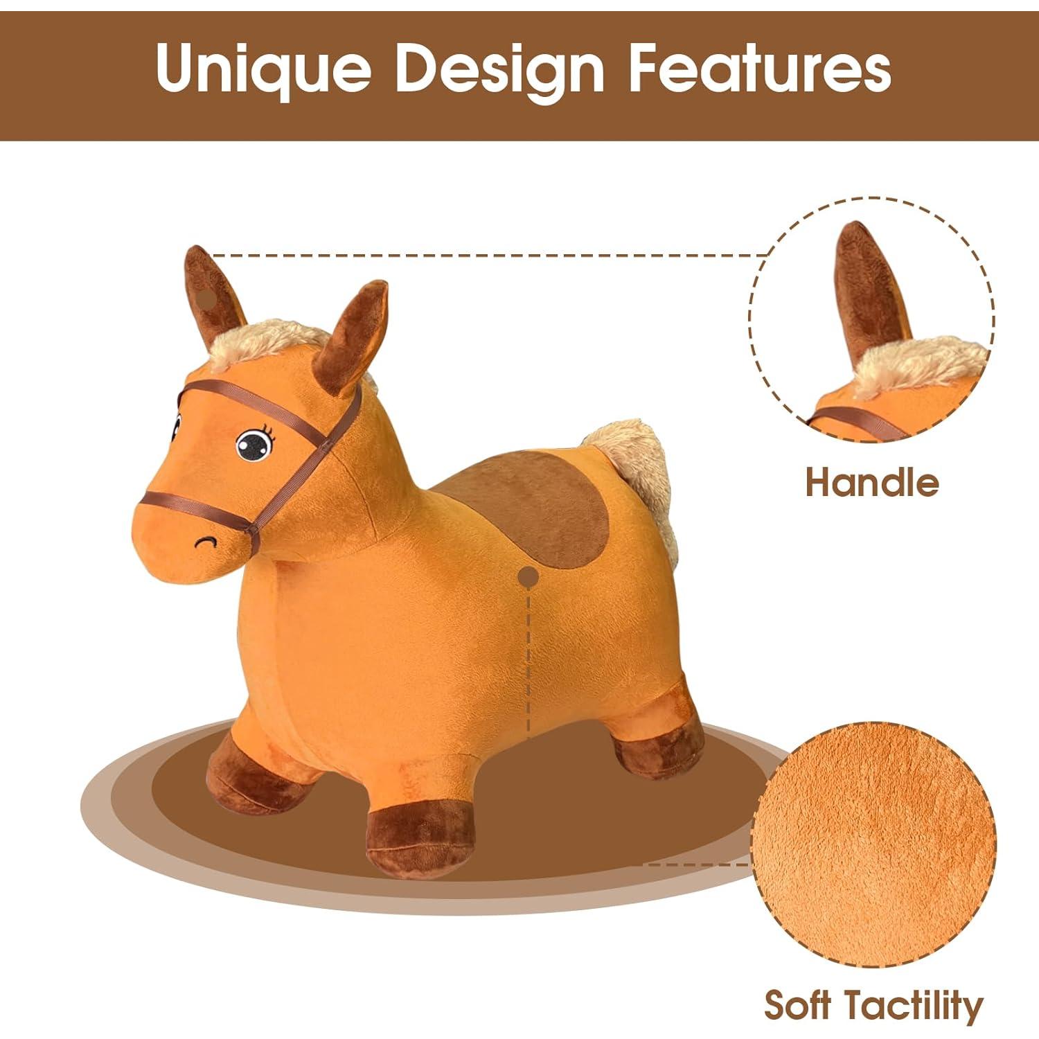 Caballo Saltarín Inflable HotMax Marrón para Niños 18 Meses