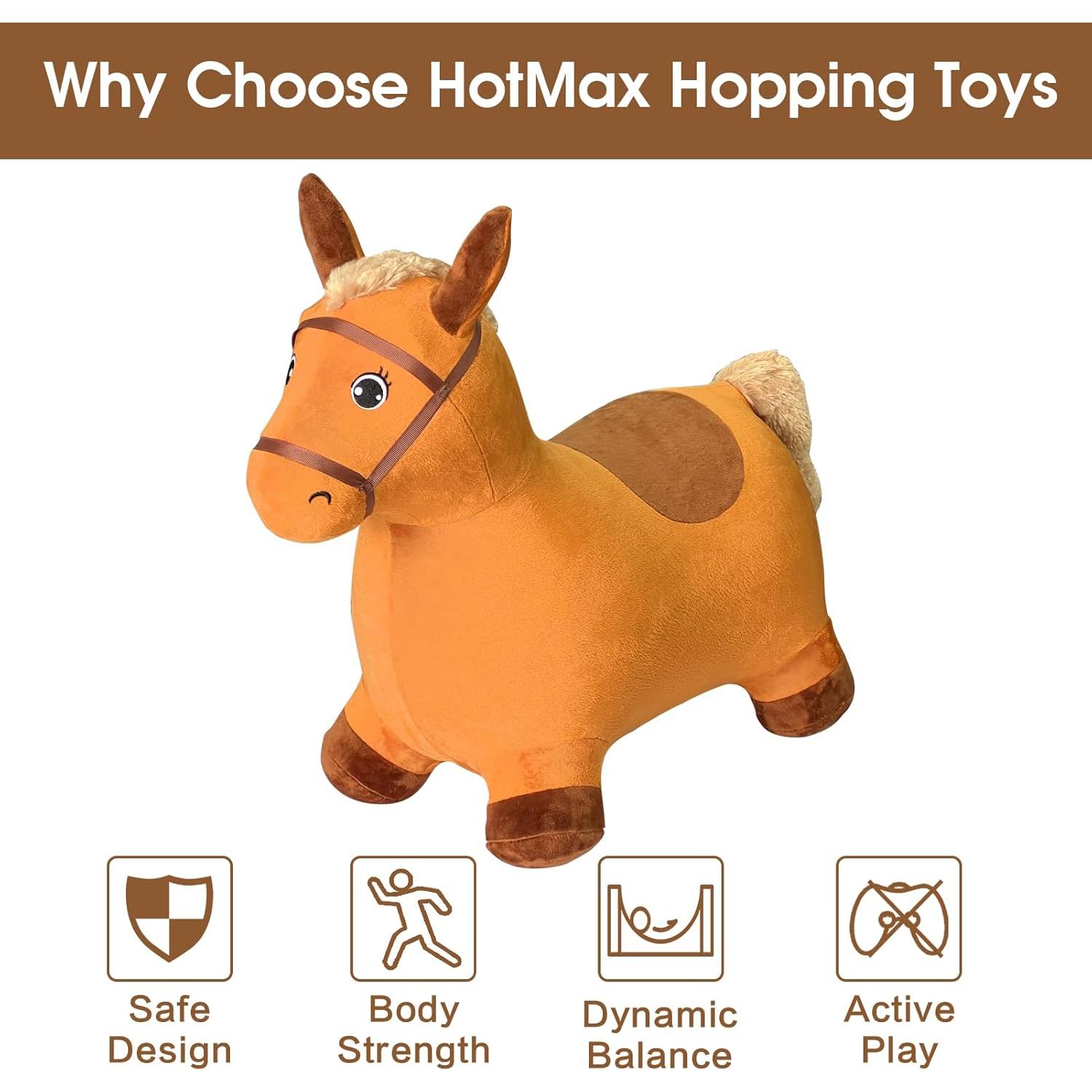 Caballo Saltarín Inflable HotMax Marrón para Niños 18 Meses
