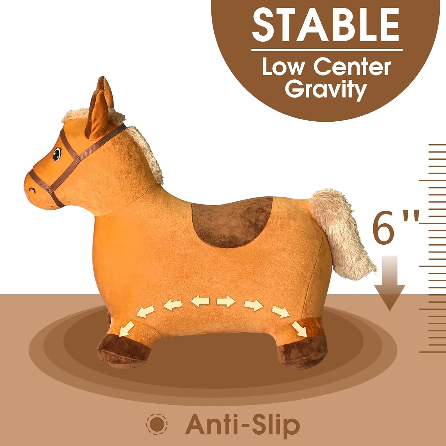 Caballo Saltarín Inflable HotMax Marrón para Niños 18 Meses