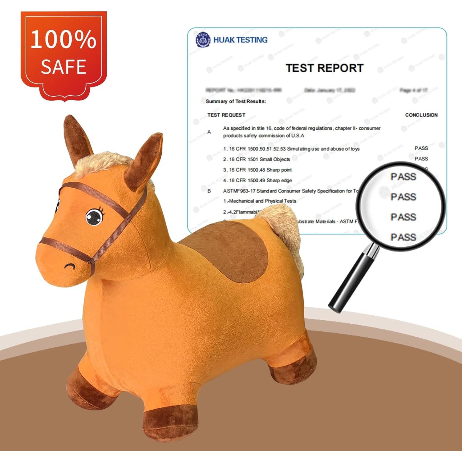 Caballo Saltarín Inflable HotMax Marrón para Niños 18 Meses