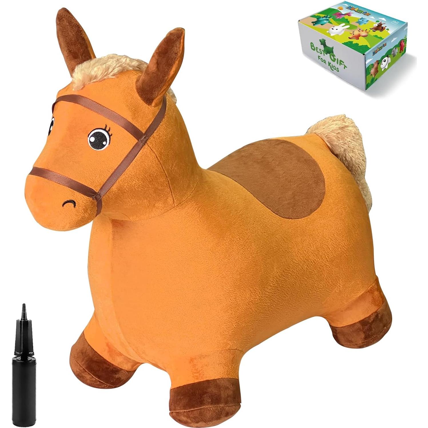 Caballo Saltarín Inflable HotMax Marrón para Niños 18 Meses