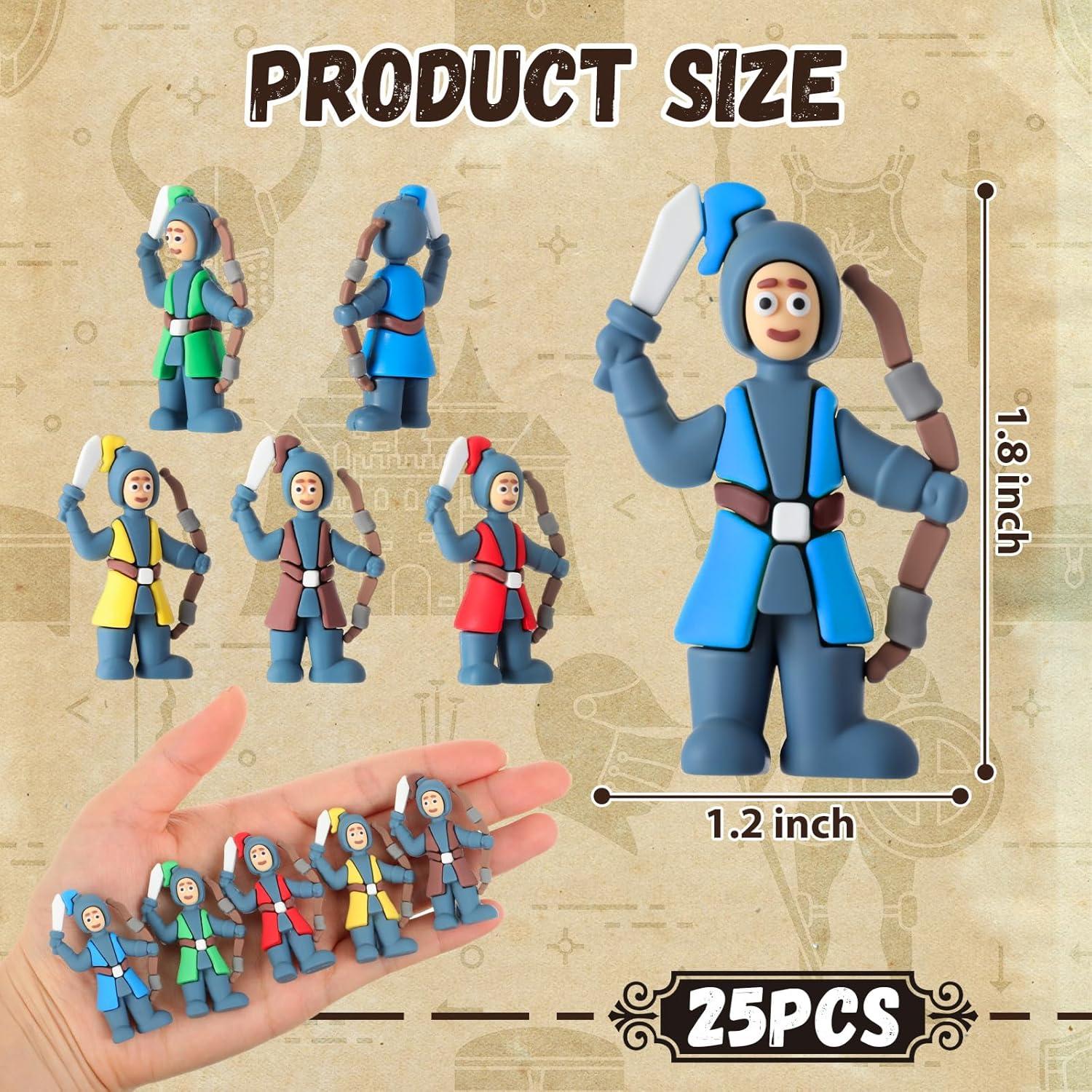 25 Mini Figuras de Caballeros Medievales PVC Viozakanry
