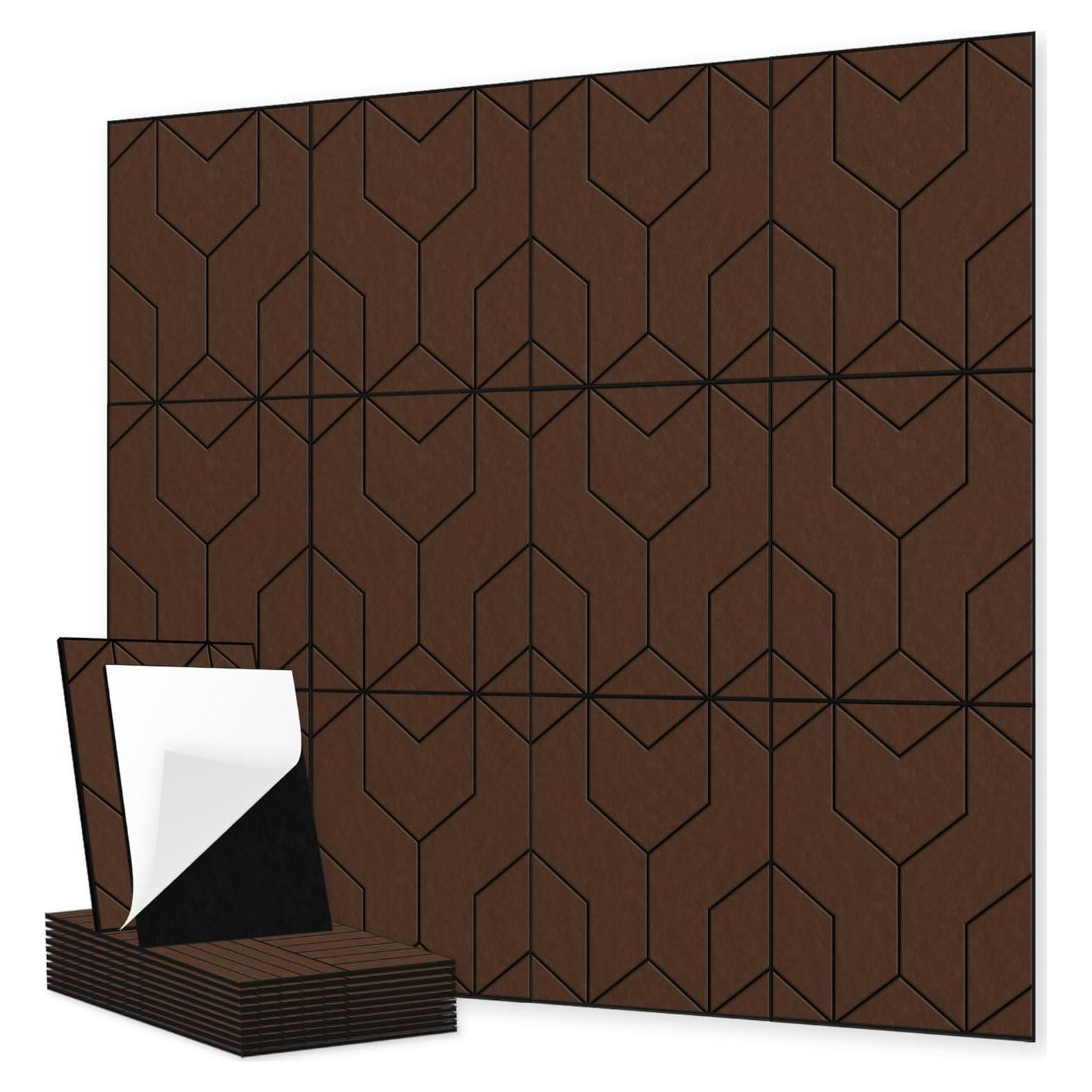 Paquete de 12 Paneles Acústicos 40.6x30.5cm Marrón+Negro