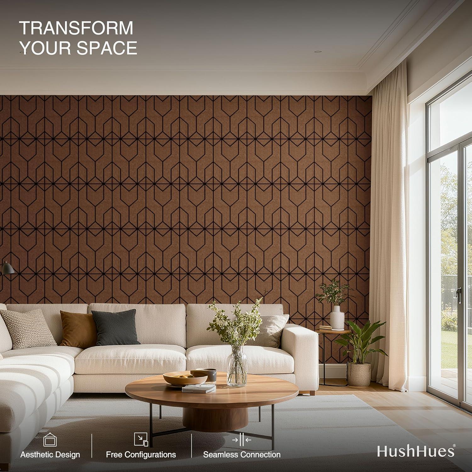 Paquete de 12 Paneles Acústicos 40.6x30.5cm Marrón+Negro