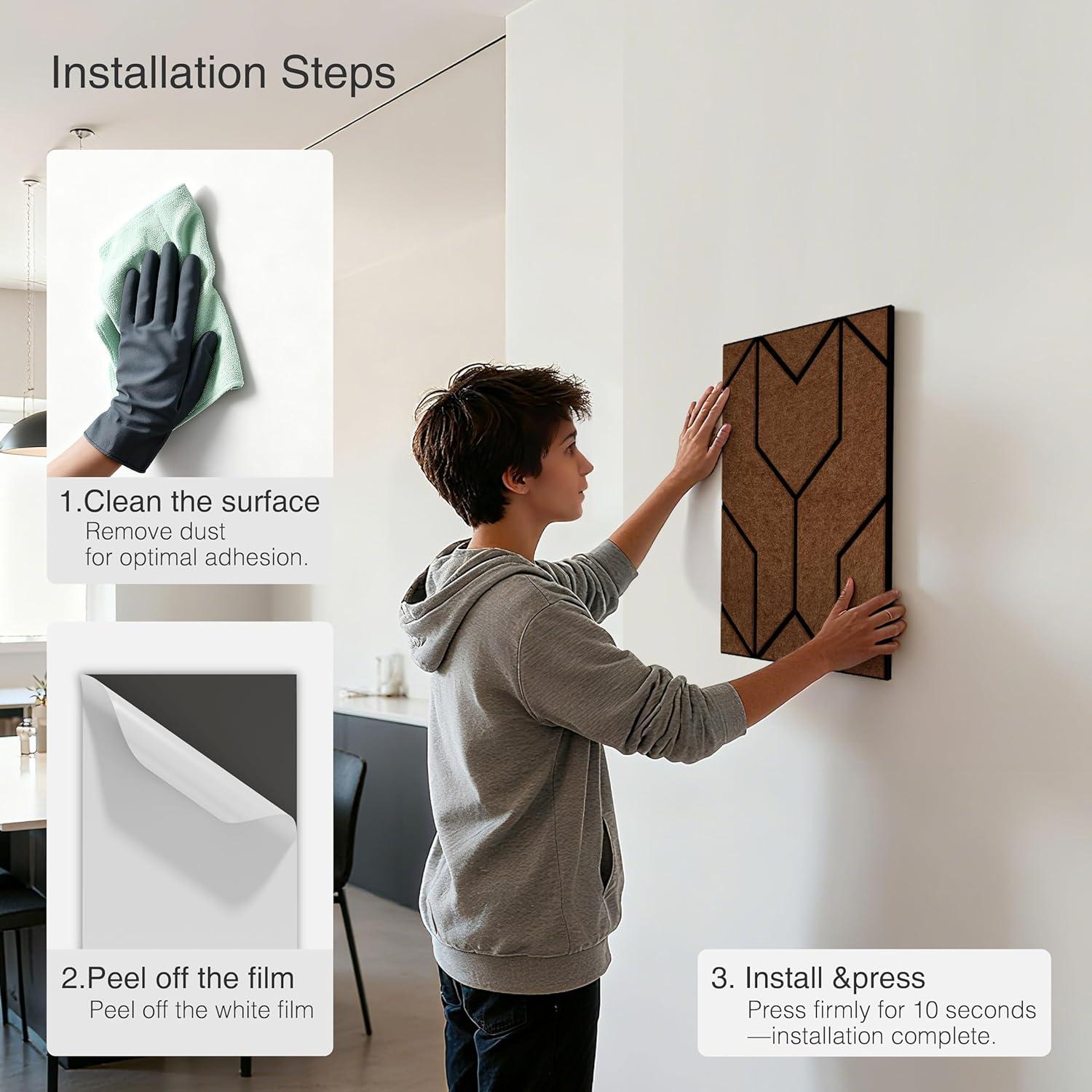 Paquete de 12 Paneles Acústicos 40.6x30.5cm Marrón+Negro