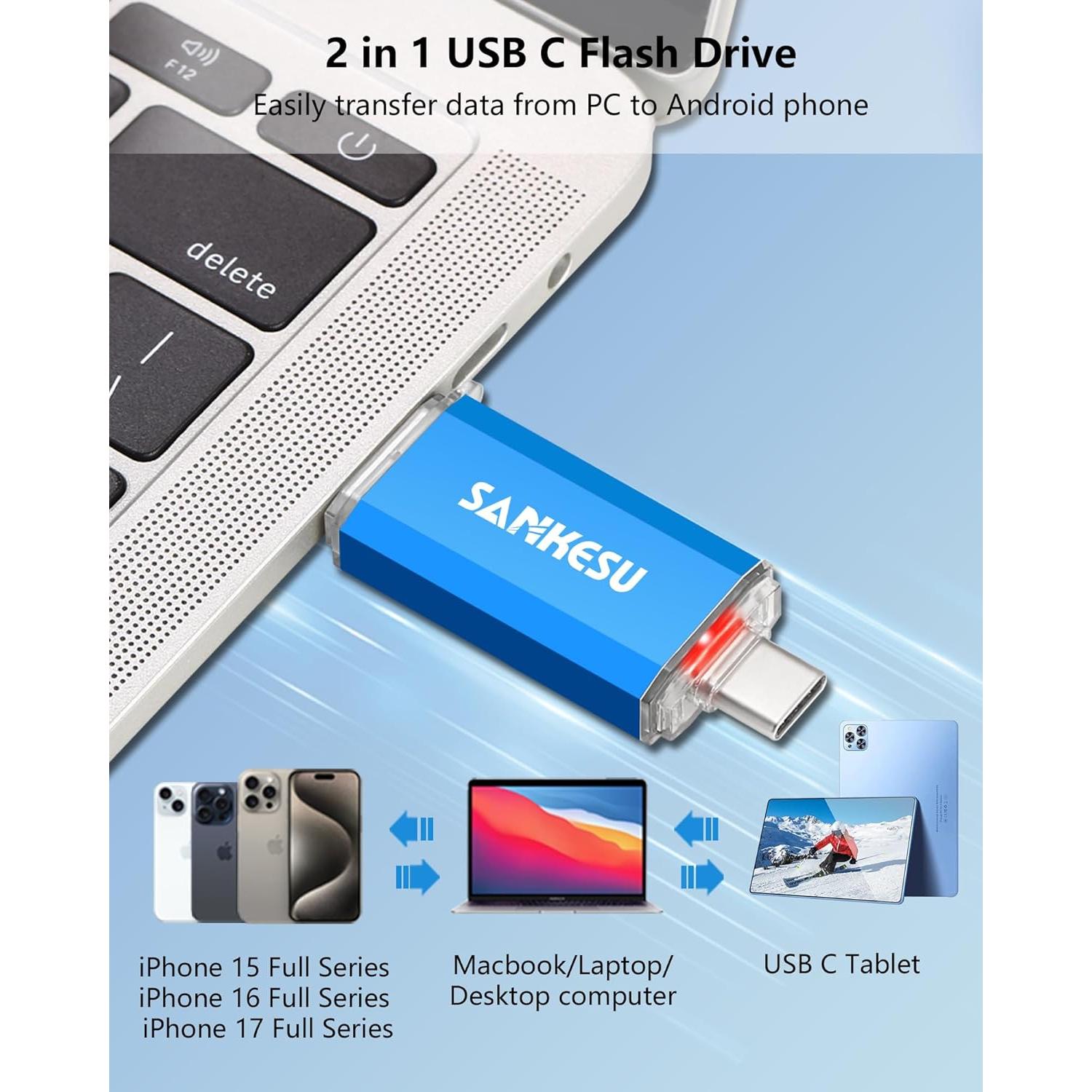 Unidad Flash USB 3.1 SANKESU 64GB Type C y A Doble
