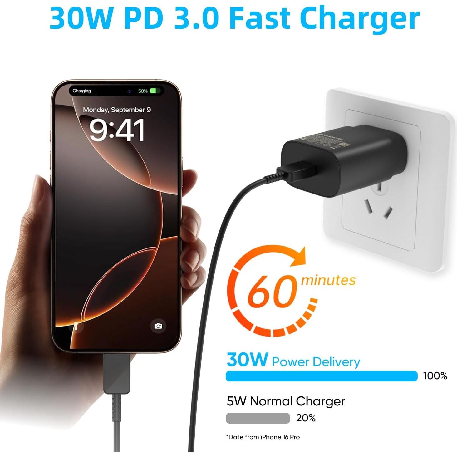 Cargador USB Tipo C 30W Eaxxfly para iPhone y Samsung