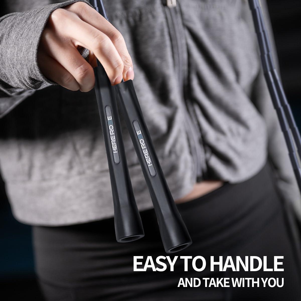 Adjustable Beaded Jump Rope For Adults, Kids, Hererope 10 ft Beaded Jump Rope With Unbreakable Handles & Shatterproof Beads for Enhanced Fitness Training