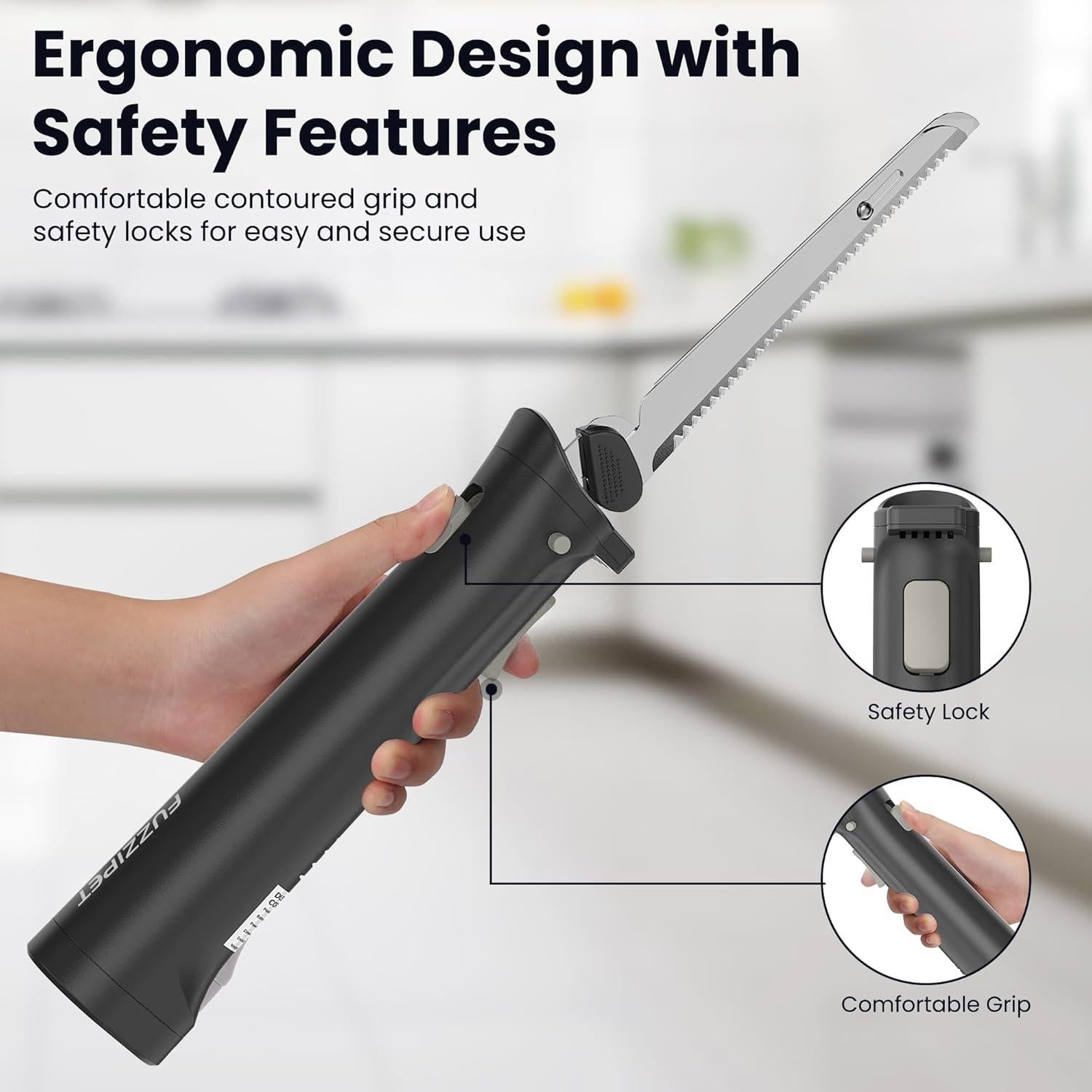 Cuchillo Eléctrico Inalámbrico Fuzzipet MHMEK001 4 Cuchillas