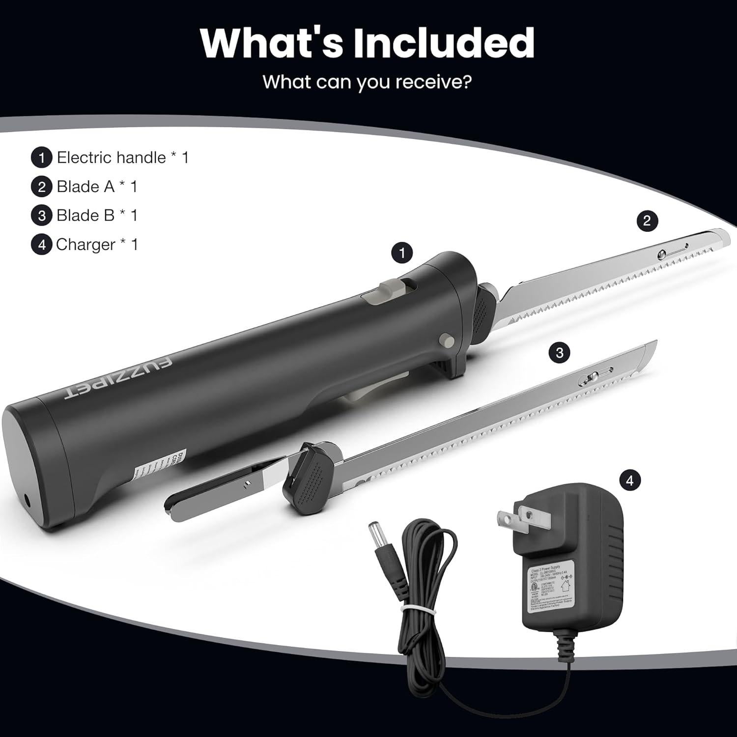 Cuchillo Eléctrico Inalámbrico Fuzzipet MHMEK001 4 Cuchillas