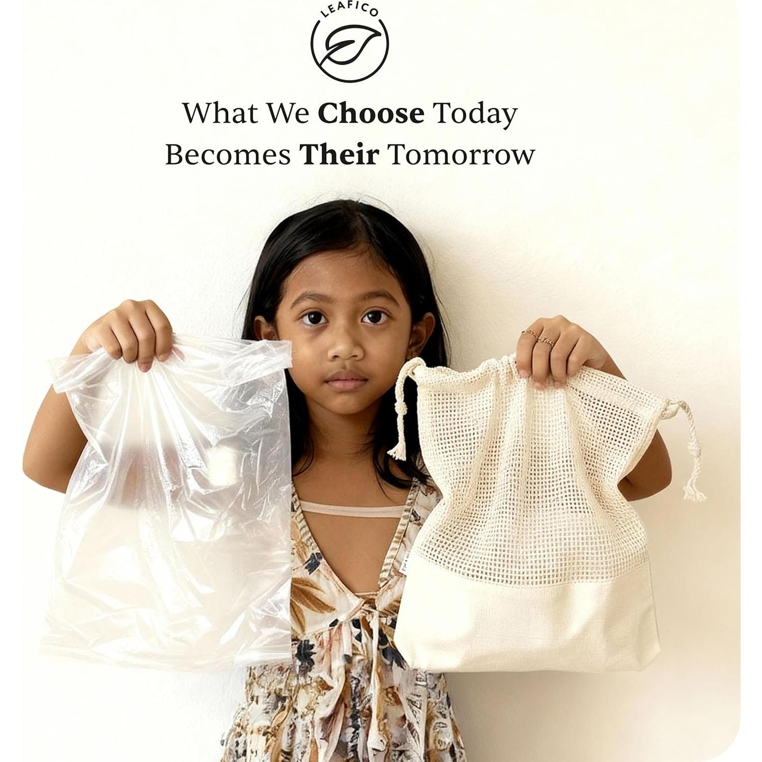 Bolsas Reutilizables Leafico 100% Algodón Híbrido 8 Pcs