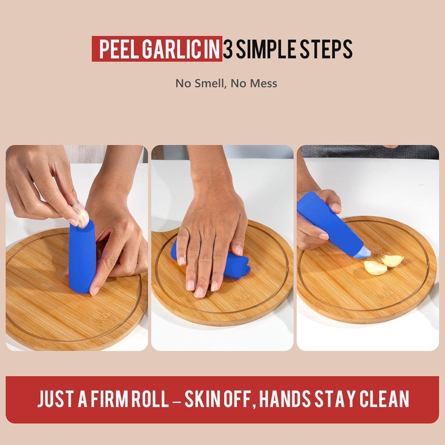 Prensa de Ajo Acero Inoxidable Li&Zhao con Pelador Azul