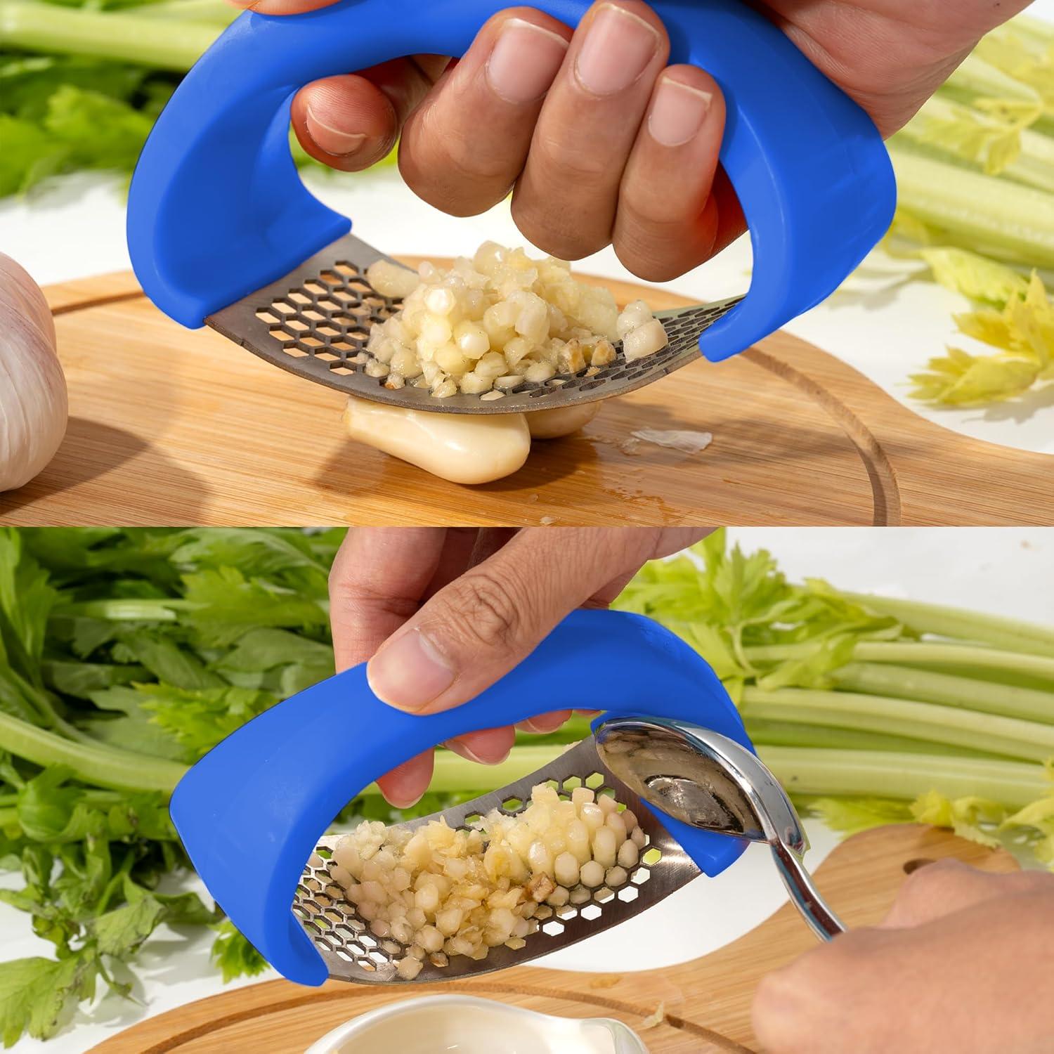 Prensa de Ajo Acero Inoxidable Li&Zhao con Pelador Azul