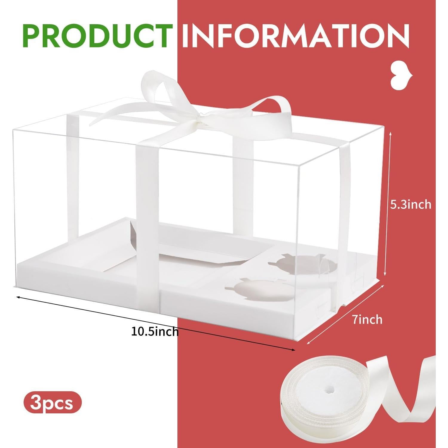 Caja Combo JCD para Pasteles y Cupcakes 3 Pcs - Transparente