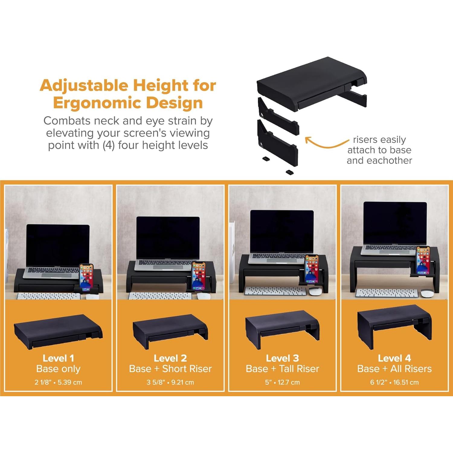 Soporte de Monitor Ajustable Bostitch Konnect Negro 42x25cm