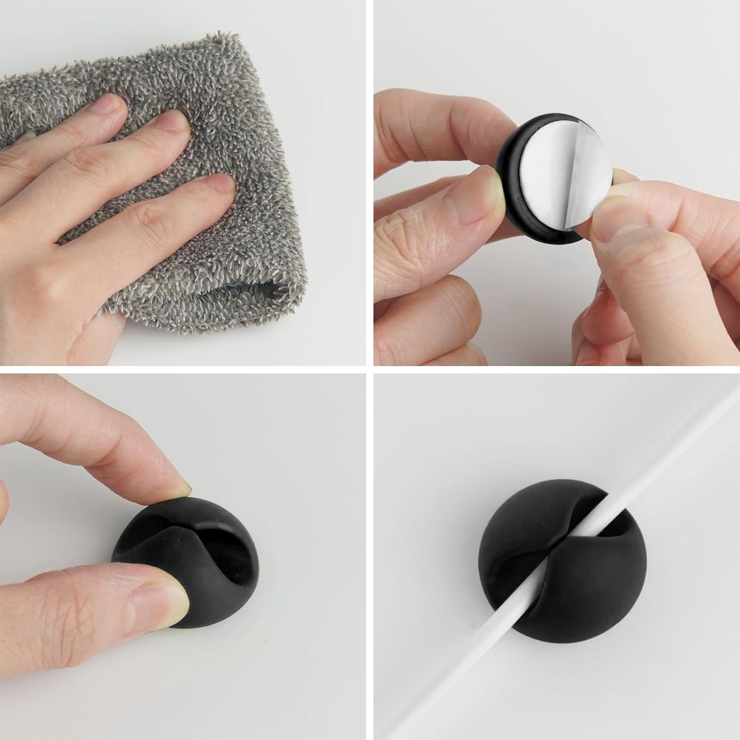 Clips de Cable Adhesivos Tifanso 6PCS Negro Organizador