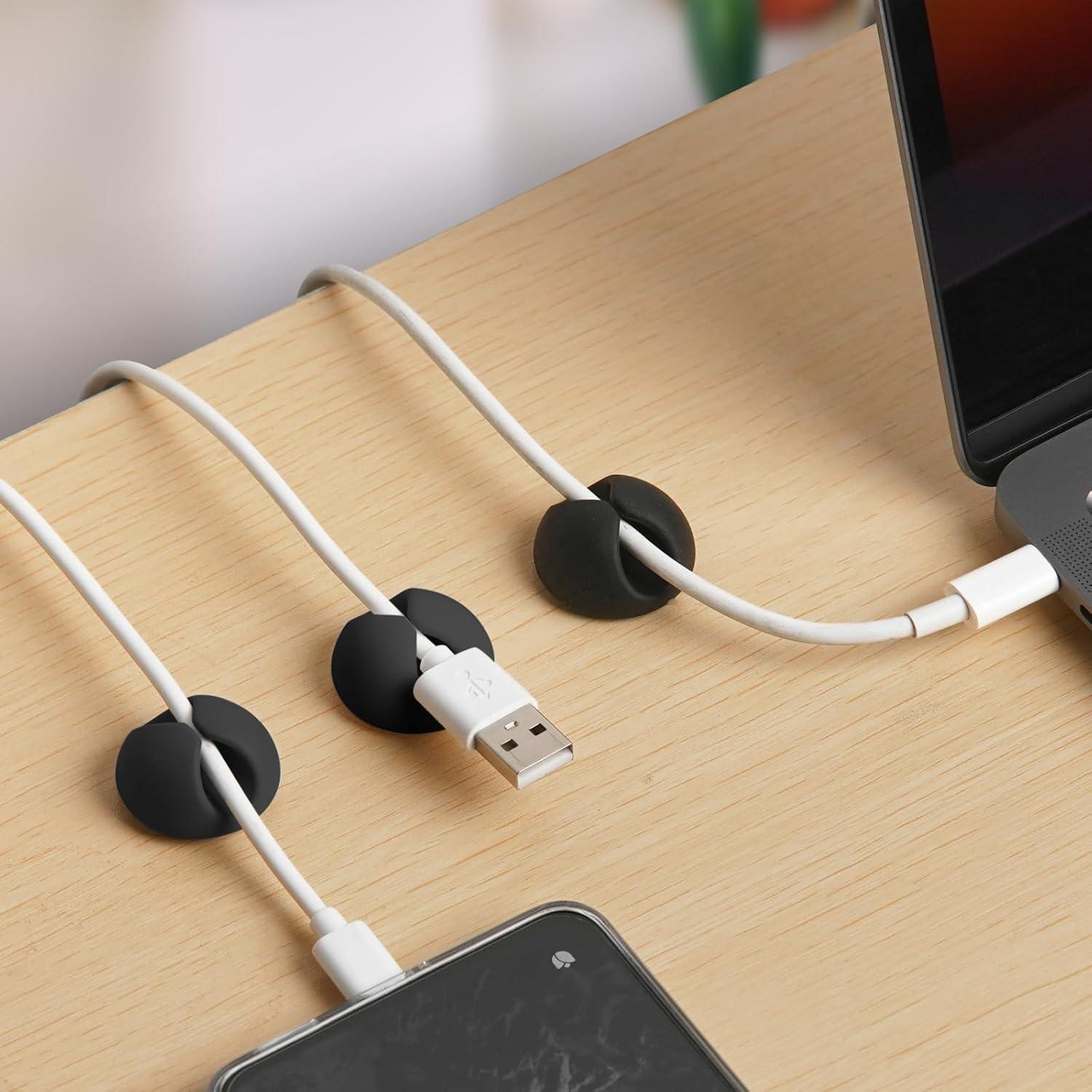 Clips de Cable Adhesivos Tifanso 6PCS Negro Organizador