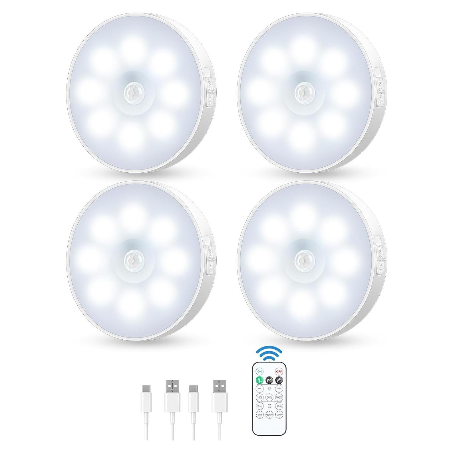 Luz de Puck Inalámbrica YLXS con Sensor de Movimiento - Paquete de 4