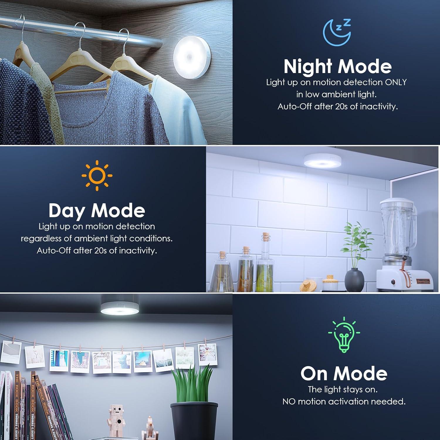 Luz de Puck Inalámbrica YLXS con Sensor de Movimiento - Paquete de 4