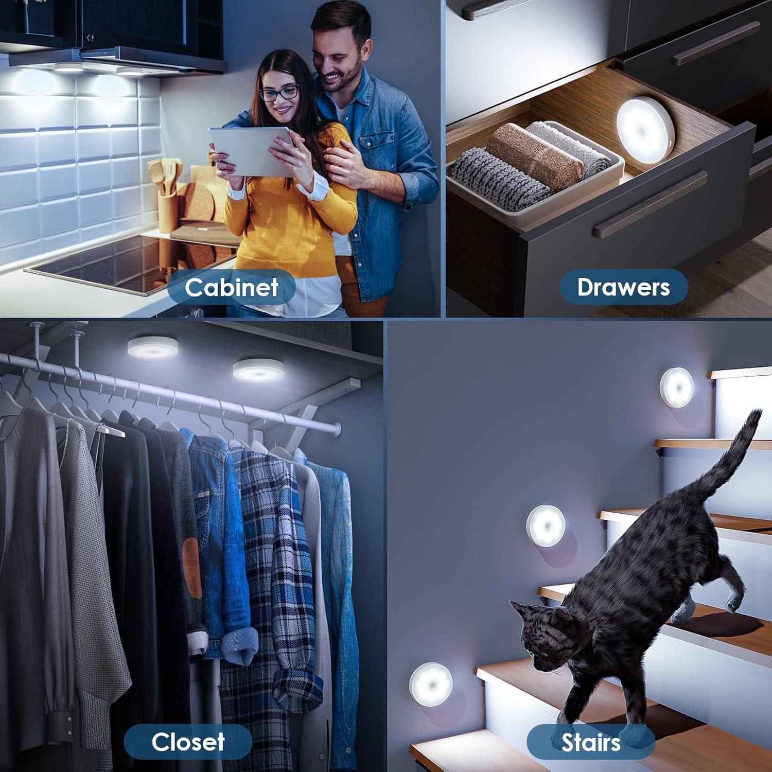 Luz de Puck Inalámbrica YLXS con Sensor de Movimiento - Paquete de 4