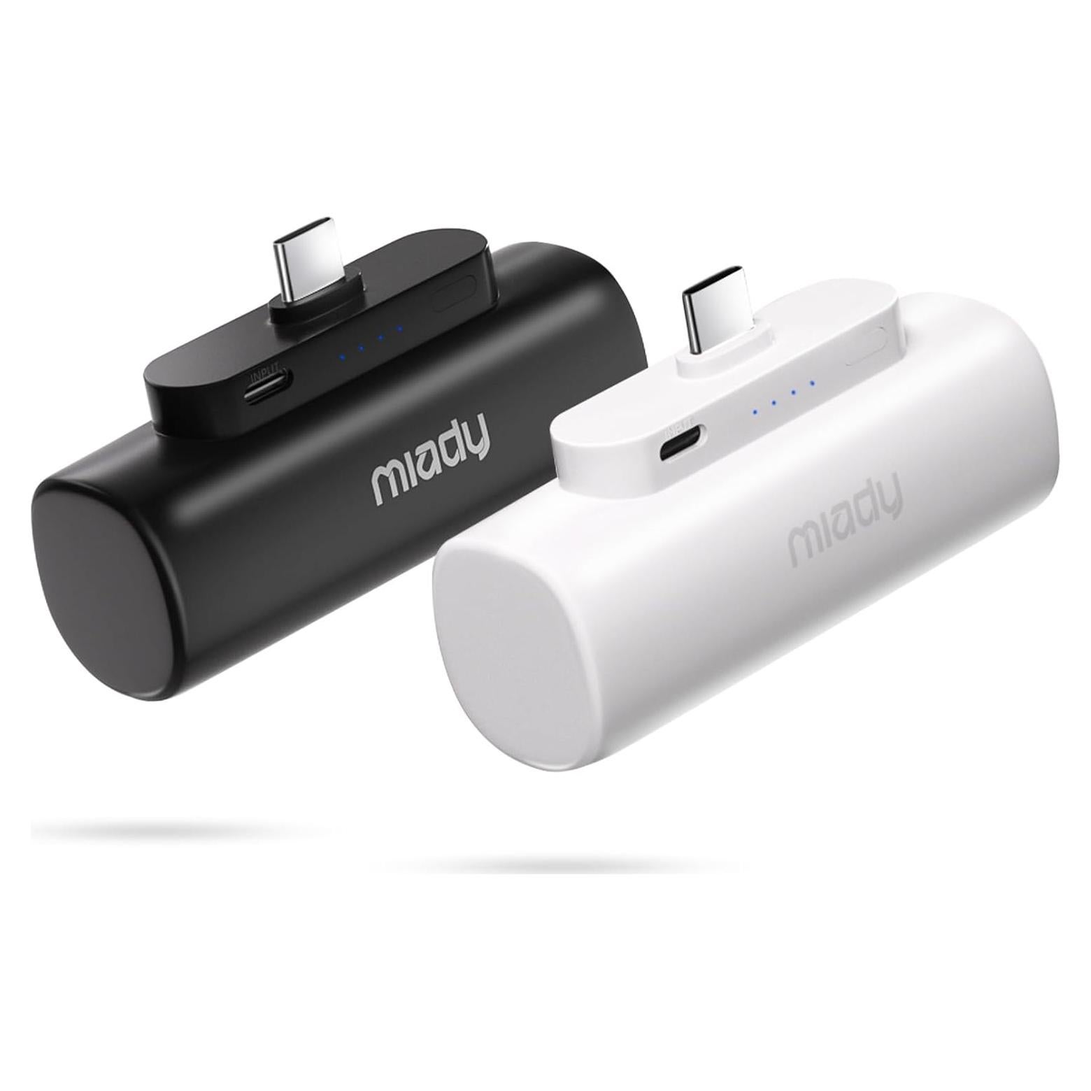 Cargador Portátil Miady 5000mAh USB-C Carga Rápida 2-Pack