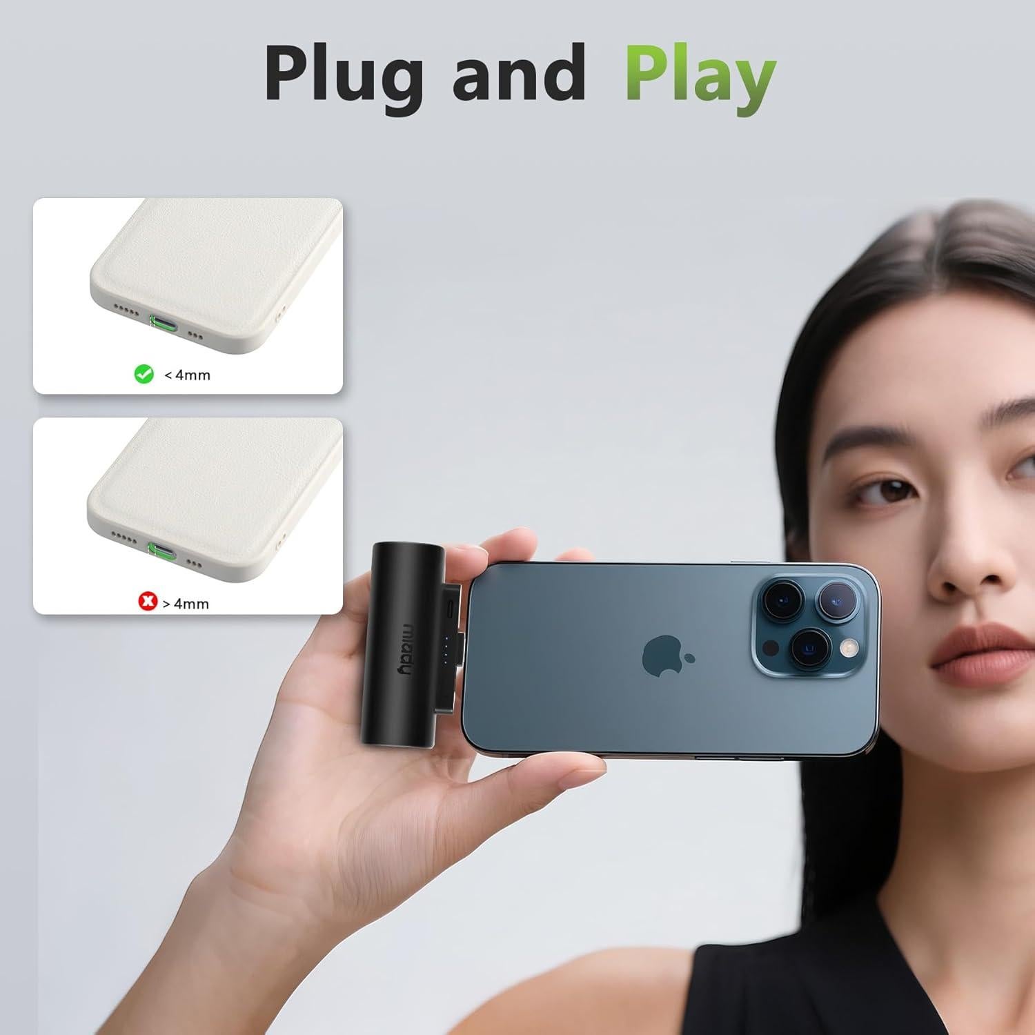 Cargador Portátil Miady 5000mAh USB-C Carga Rápida 2-Pack