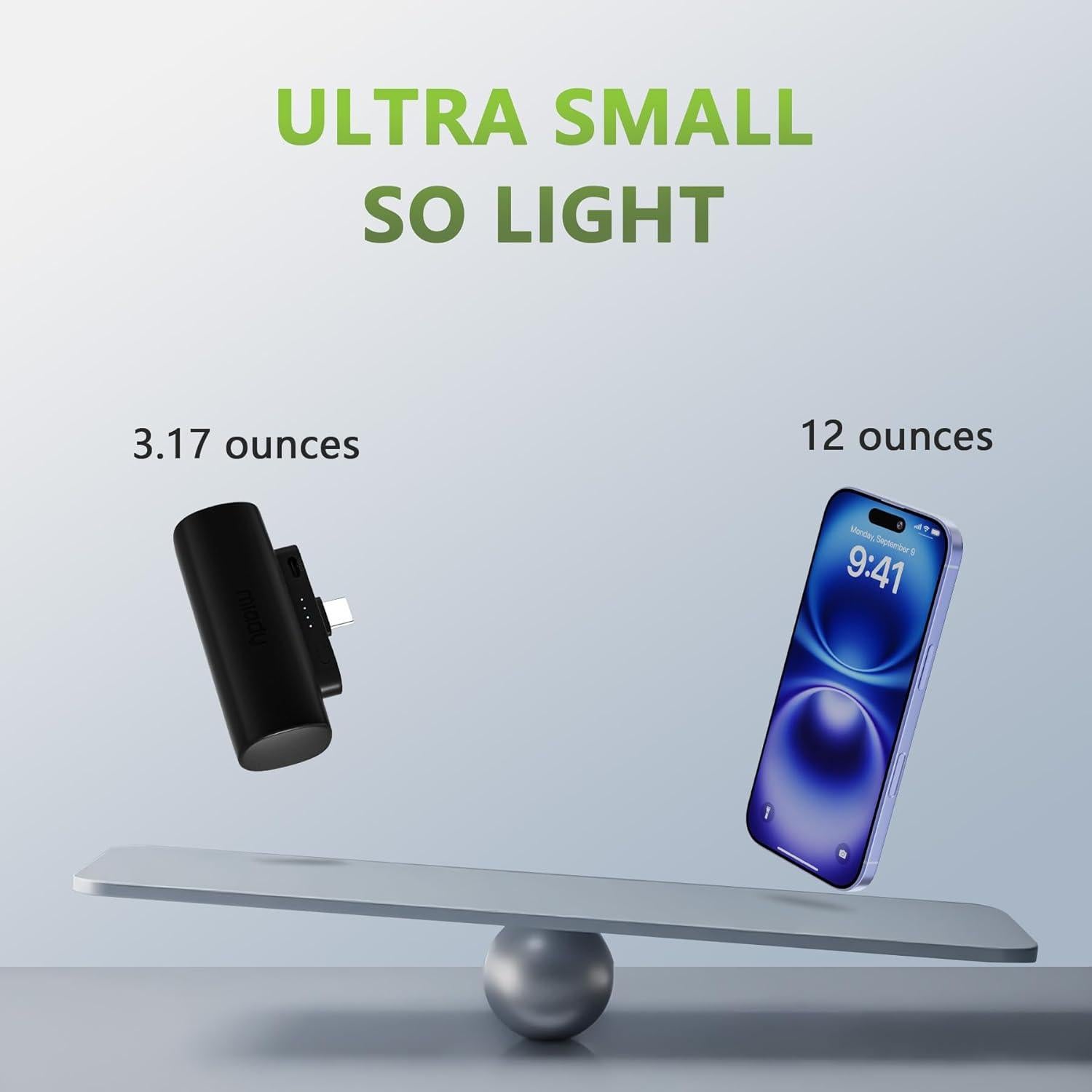 Cargador Portátil Miady 5000mAh USB-C Carga Rápida 2-Pack