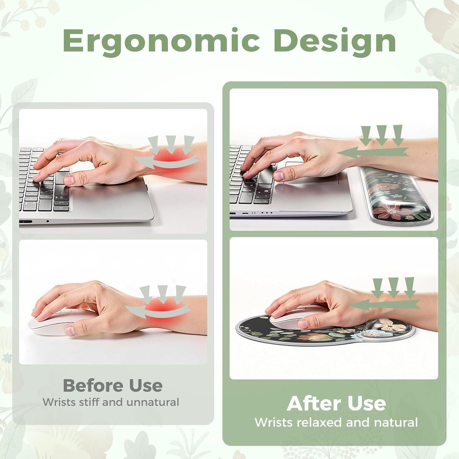 Reposamuñecas de Silicona iCasso Negro Ergonómico 43.69x8.38cm