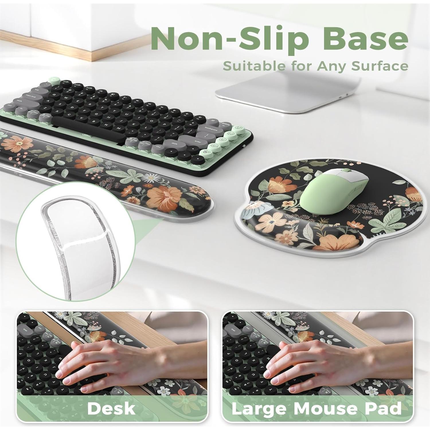 Reposamuñecas de Silicona iCasso Negro Ergonómico 43.69x8.38cm