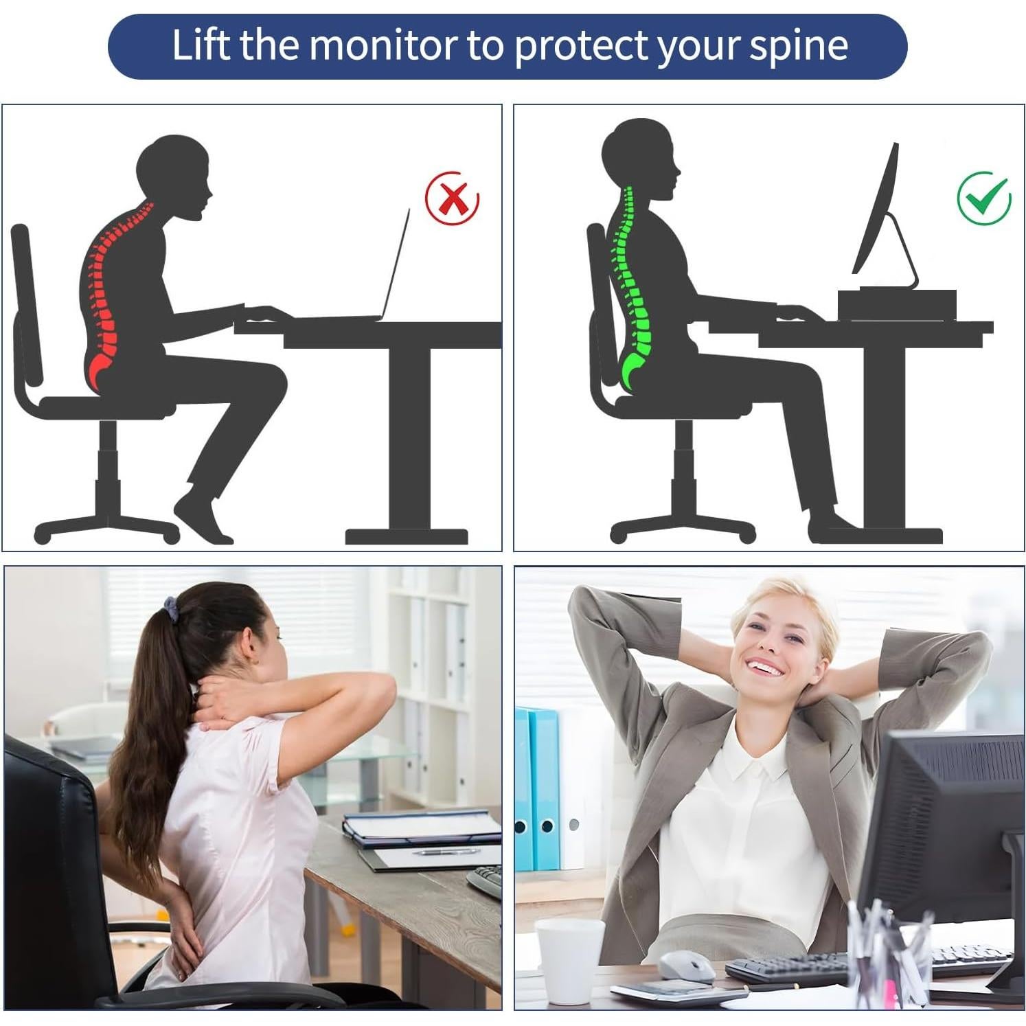 Soporte para Monitor AUPSEN 2 Niveles con Cajón y Sujetapapeles