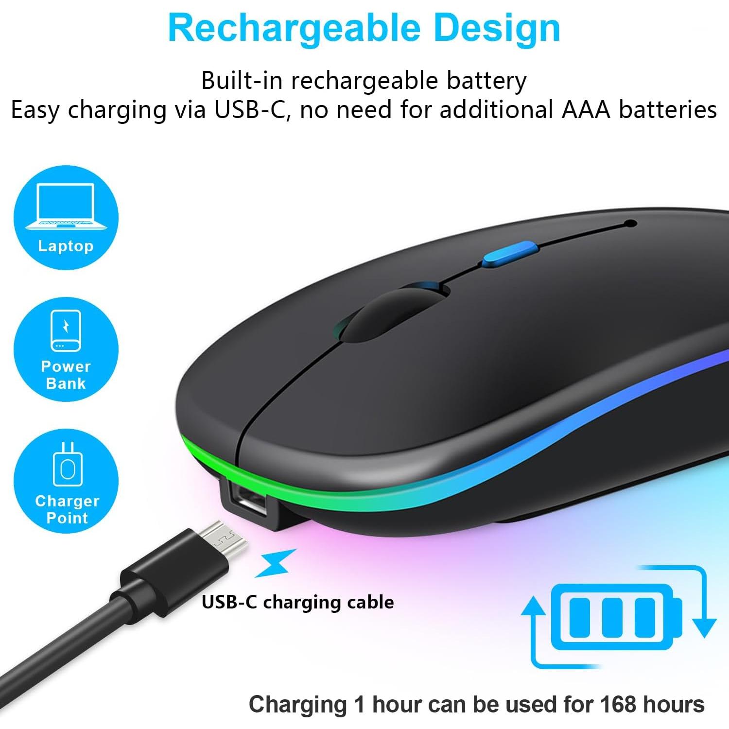 Ratón Inalámbrico Bluetooth LWGDP con LED 7 Colores