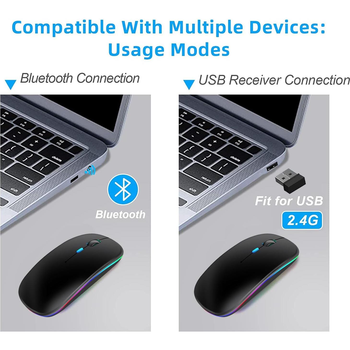 Ratón Inalámbrico Bluetooth LWGDP con LED 7 Colores