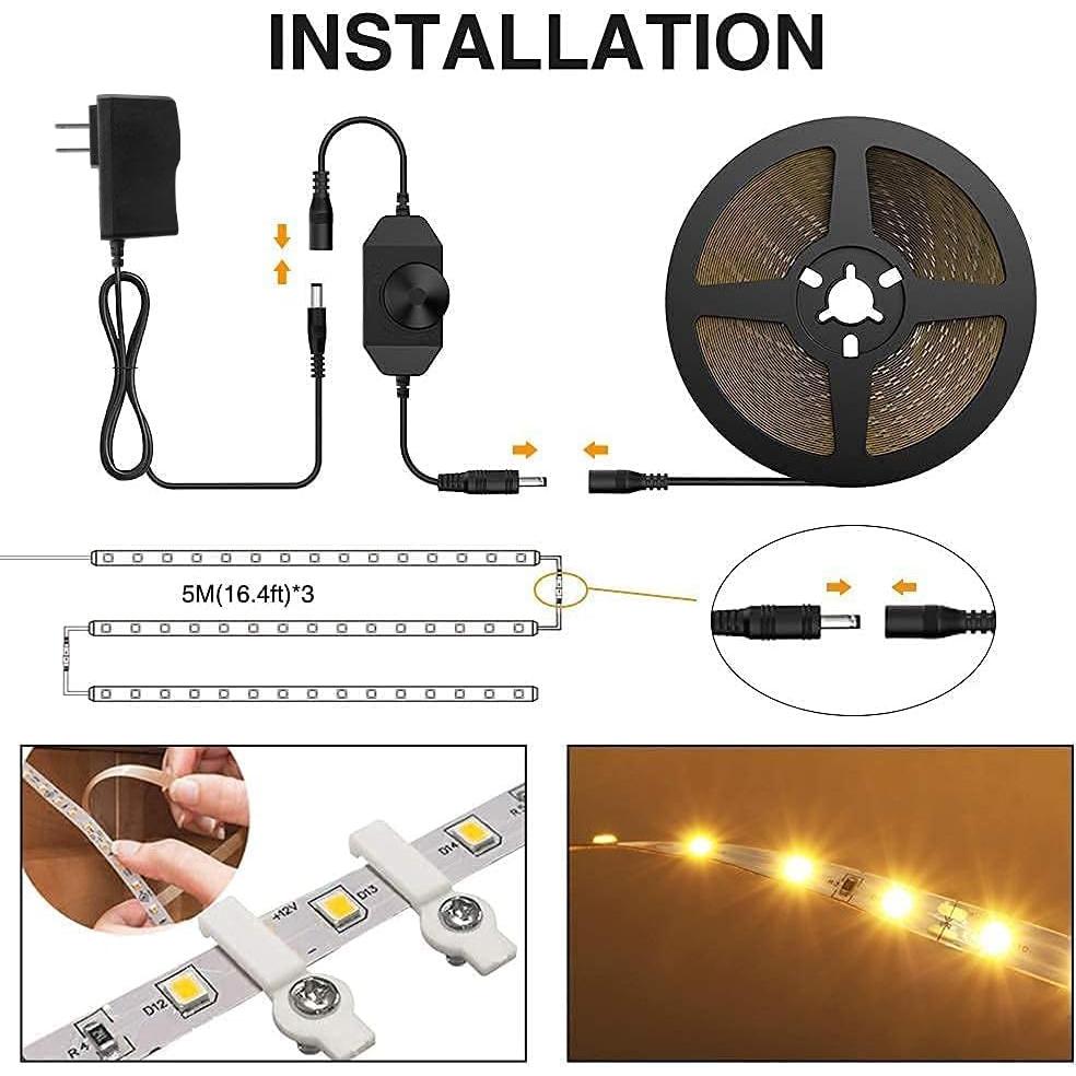 Tira de Luz LED Onforu 15m 3000K Regulable Blanca Cálida