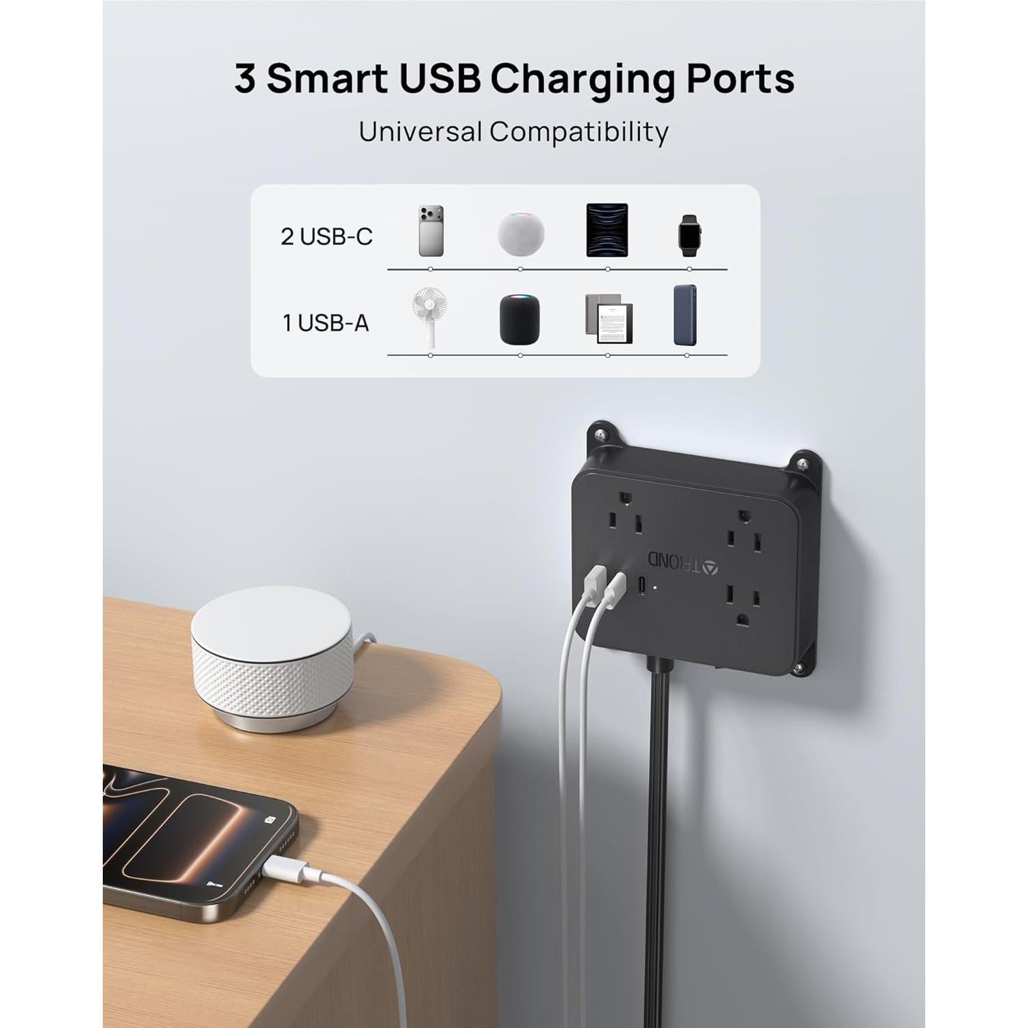 Regleta de Enchufes TROND Prime Mini I 3FT con USB