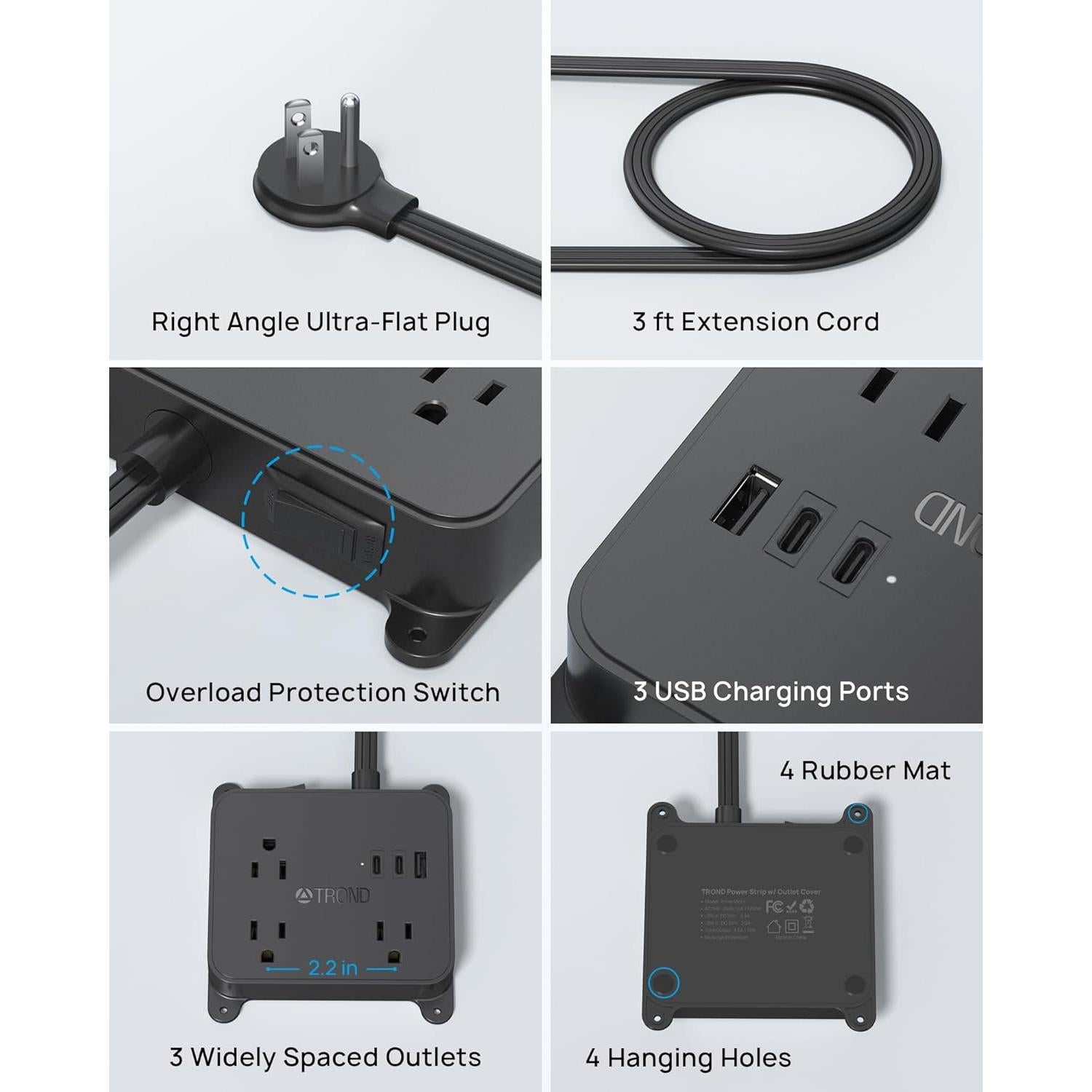Regleta de Enchufes TROND Prime Mini I 3FT con USB
