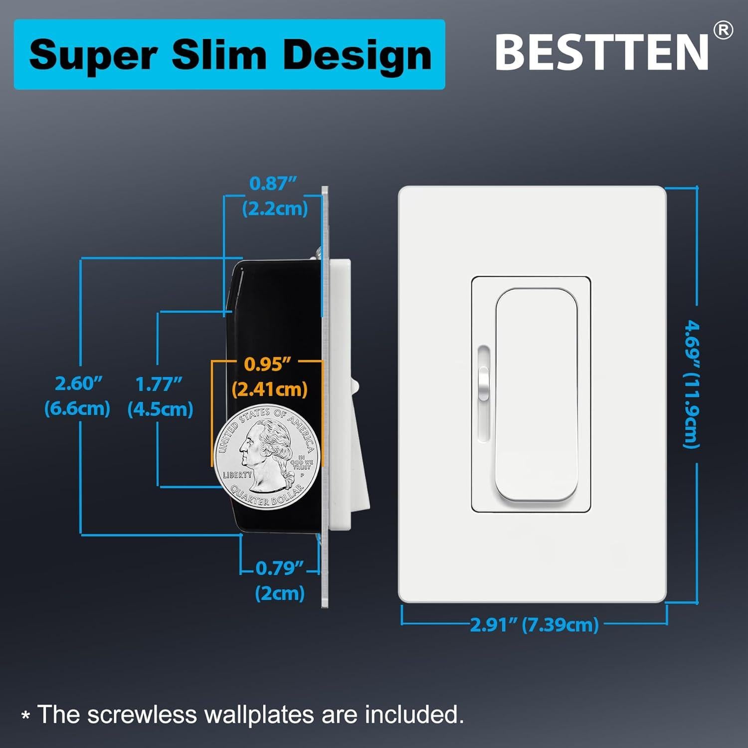 Interruptor Regulador Digital BESTTEN 3 Paquetes 15A LED CFL