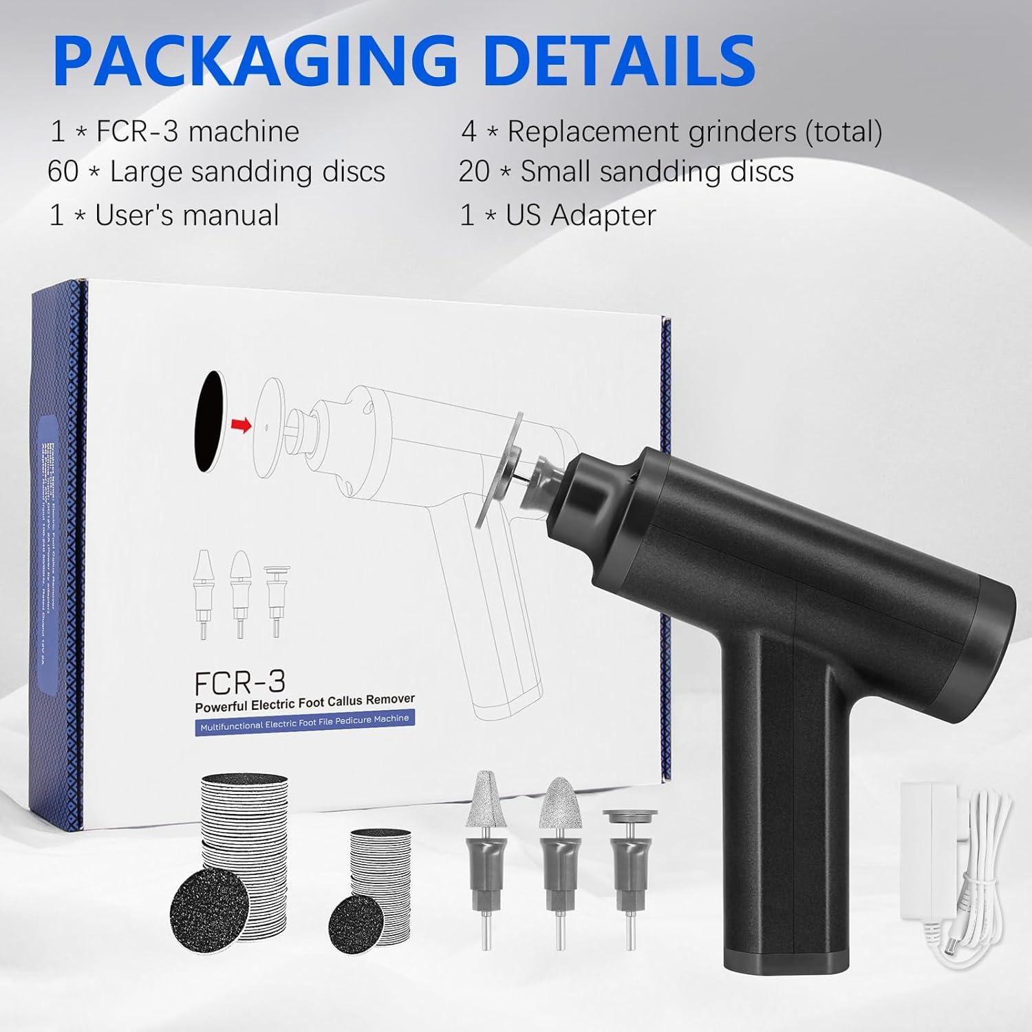 Removedor de Callos Eléctrico FCR-3 Negro 4500rpm 10 Velocidades